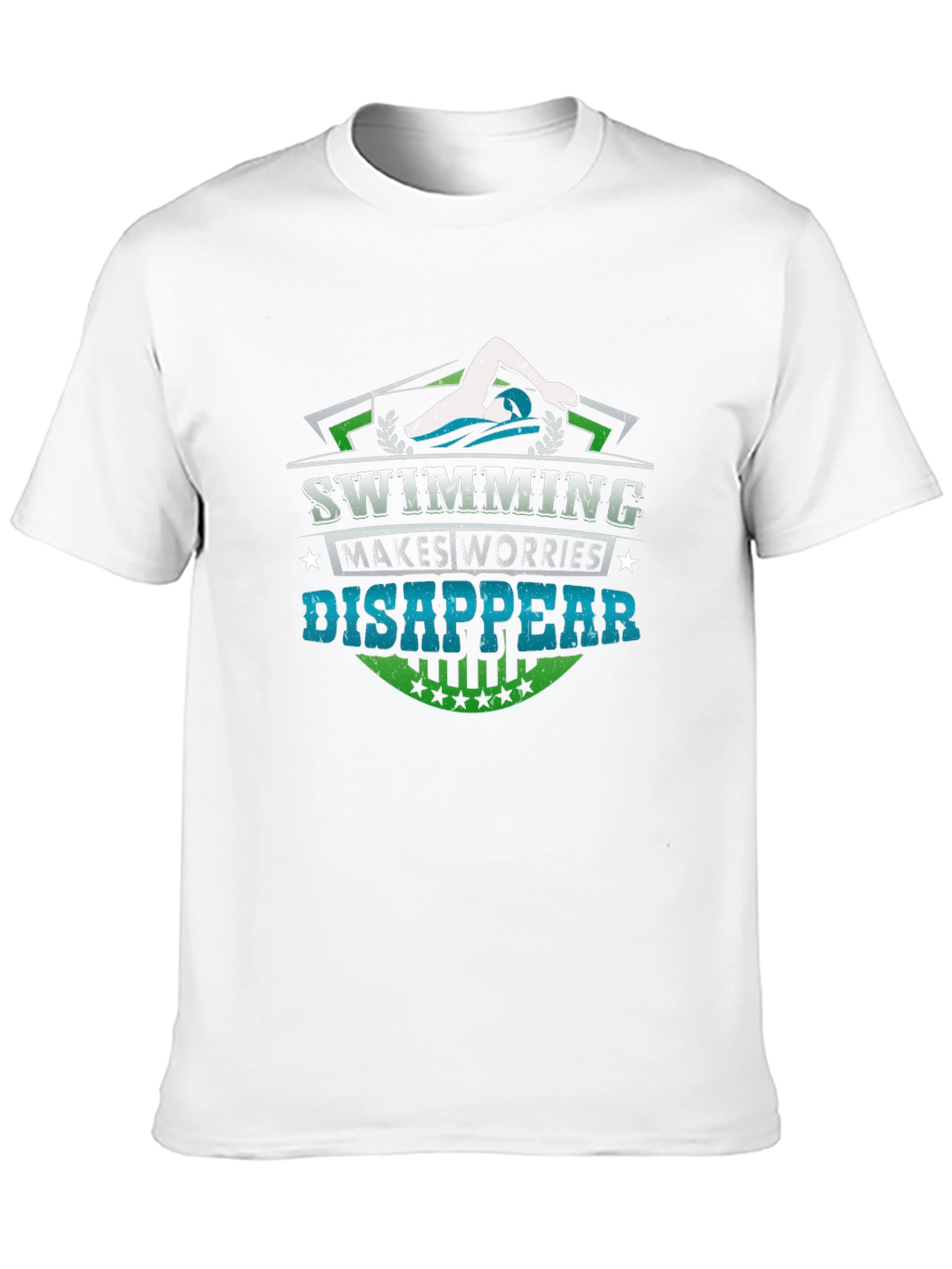 Black Swimming Makes Worries Disappear T-Shirt view 10