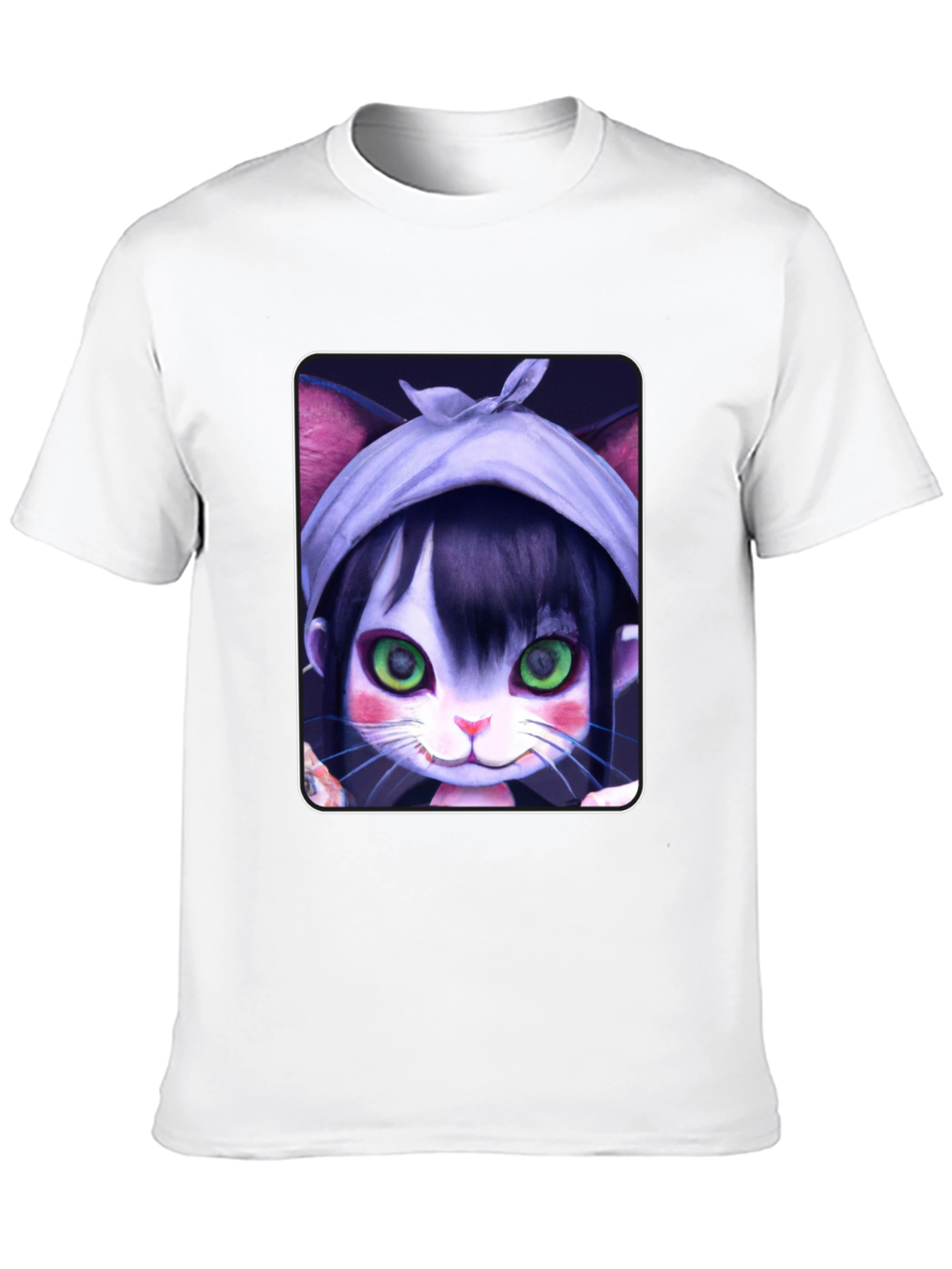 Black Anime Cat Girl T-Shirt - Unique Graphic Tee view 10