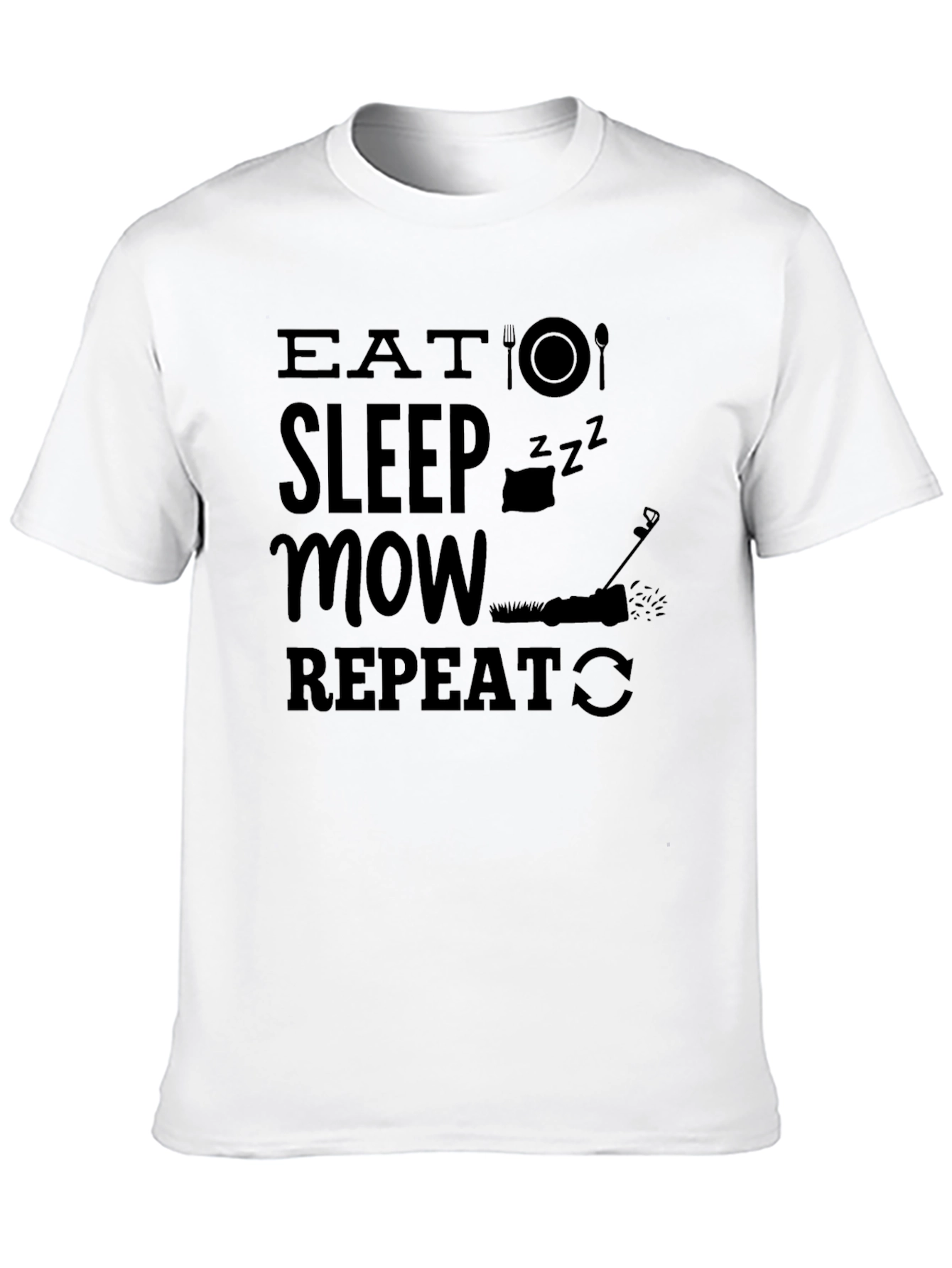 Black Eat Sleep Mow Repeat Funny Lawn Mowing T-Shirt view 10