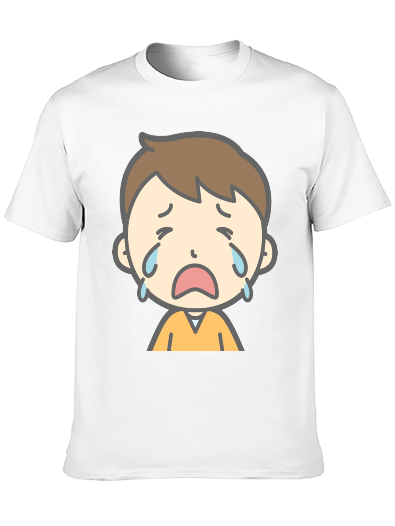 Black Sad Cartoon Boy Graphic T-Shirt view 10