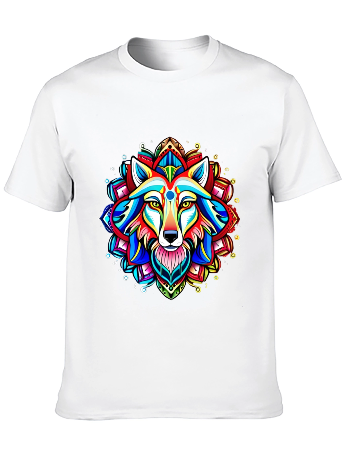 Black Vibrant Wolf Mandala Graphic Tee view 10