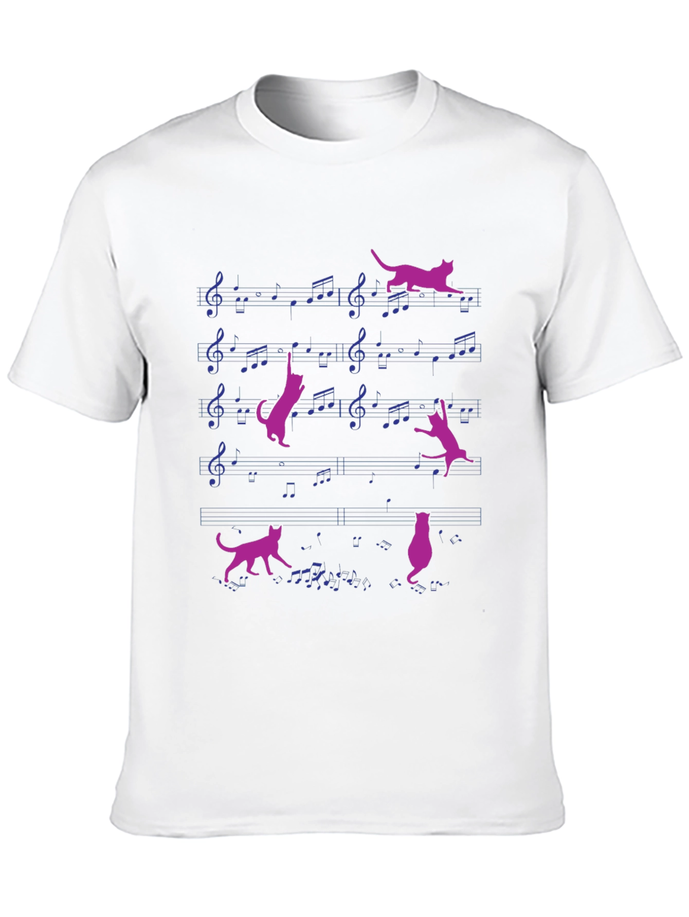 Black Musical Cat T-Shirt - Whimsical Design view 10