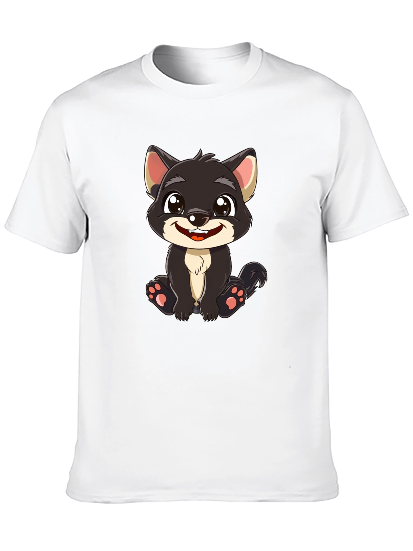 Black Cute Cartoon Wolf Graphic T-Shirt view 10