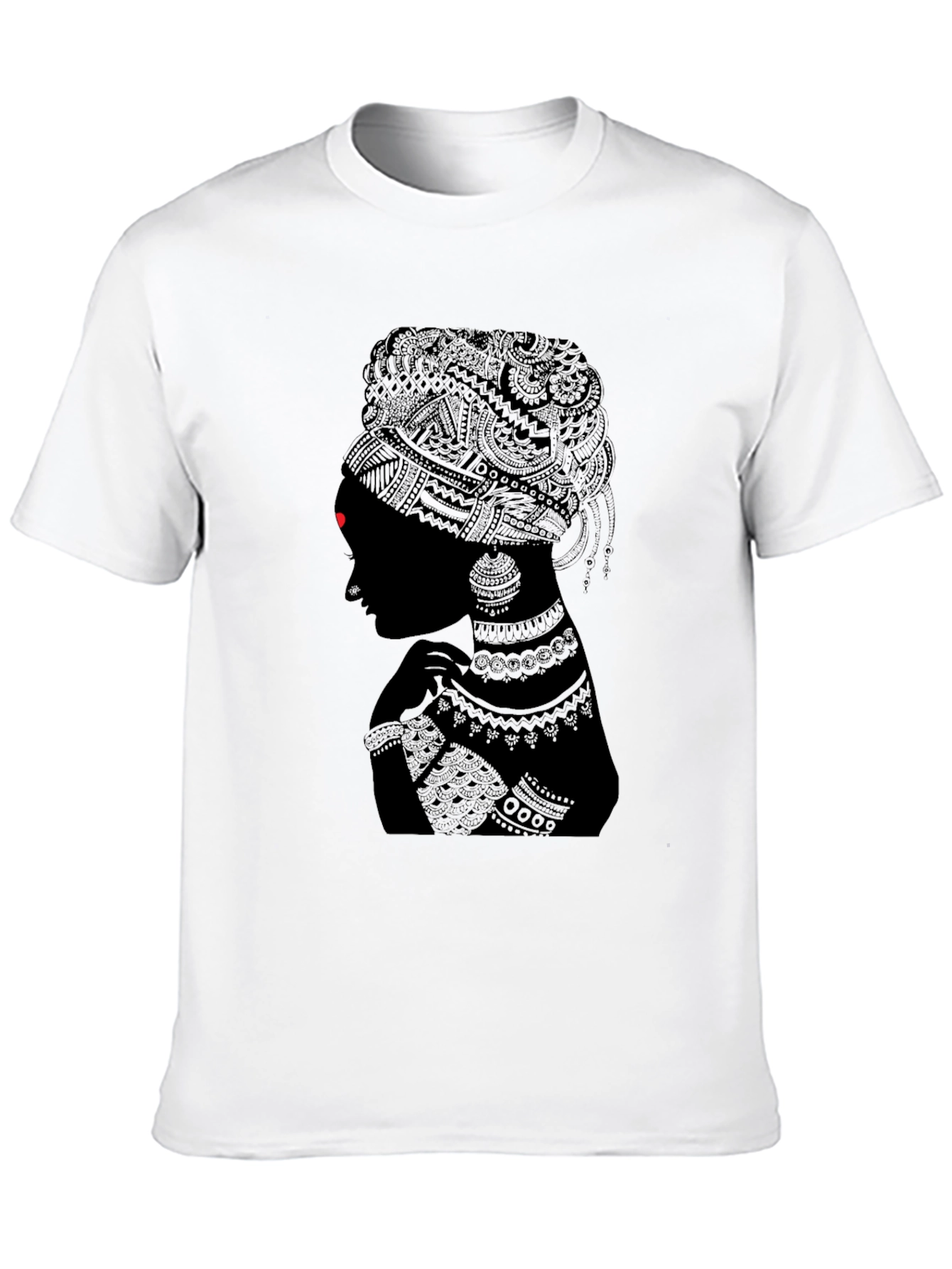 Black Stylish Black T-Shirt with Tribal Woman Design view 10