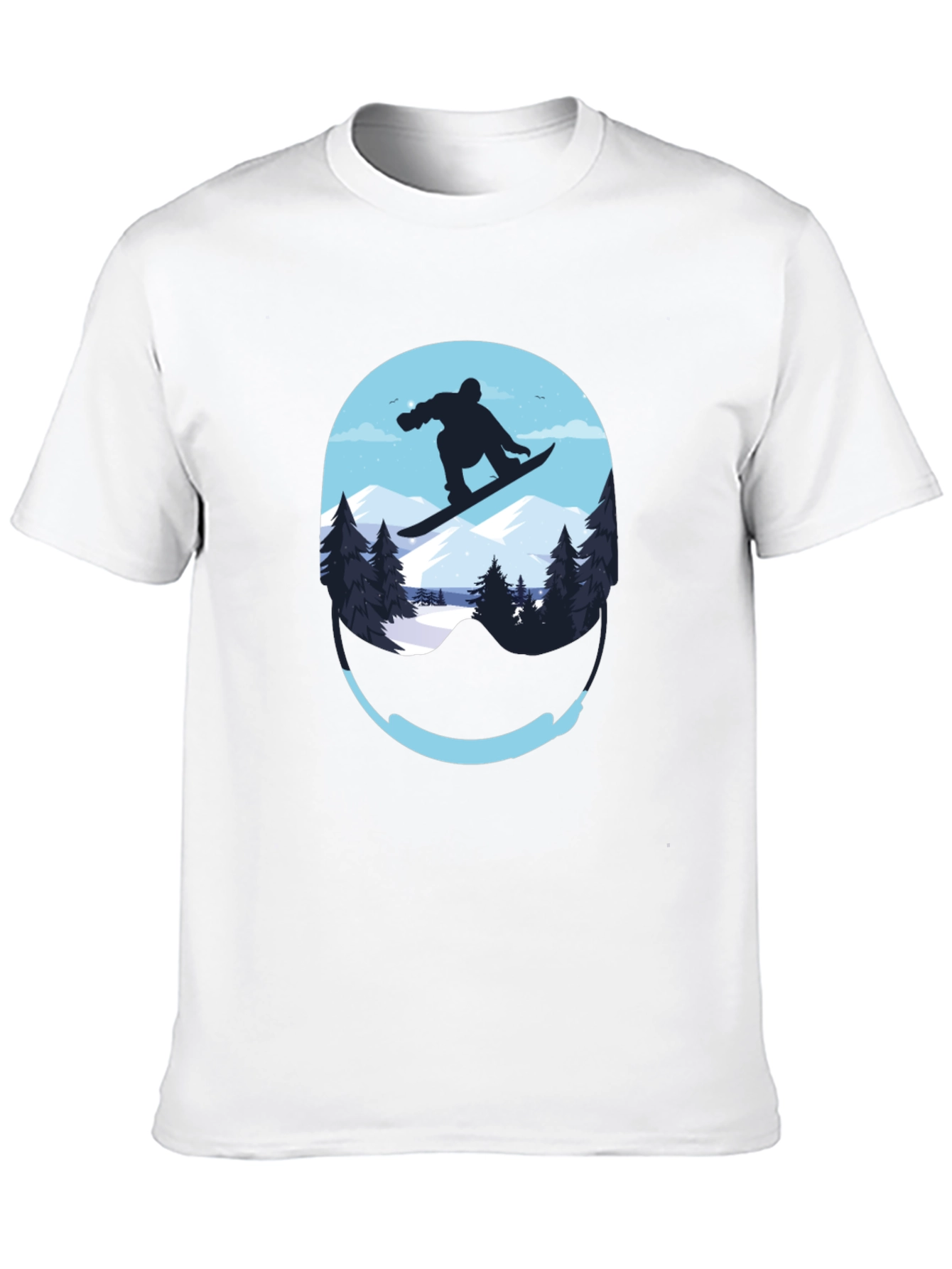 Black Snowboard Graphic Tee - Mountain Scene Black T-Shirt view 10