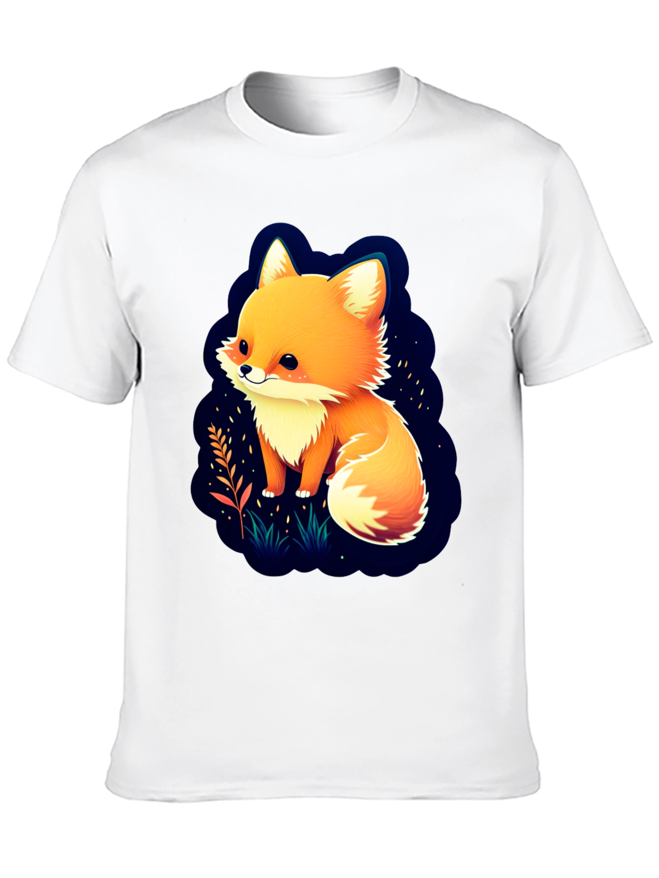 Black Cute Fox Graphic Tee - Soft Cotton Blend view 10