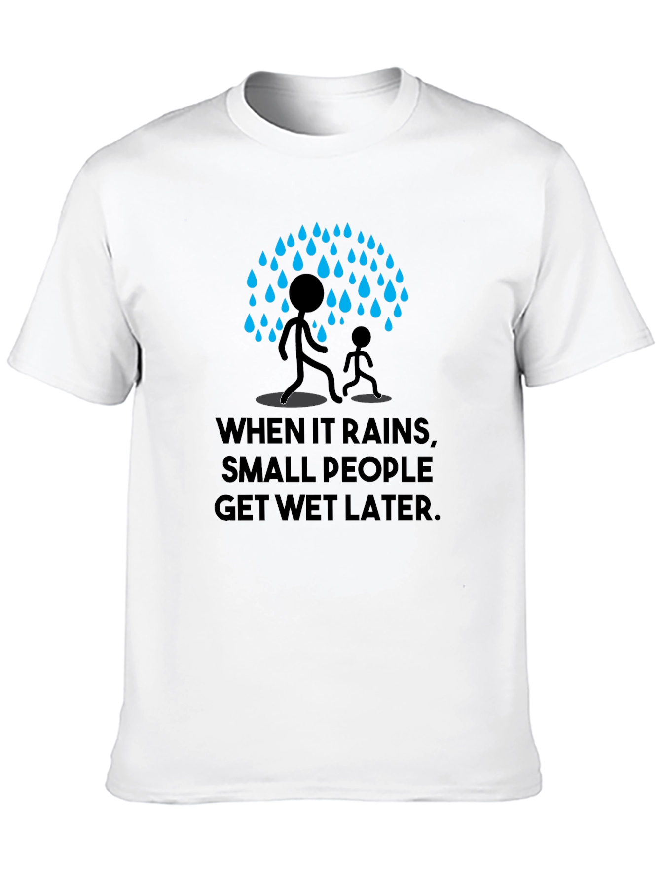 Black Humorous 'When It Rains' Graphic Print Black T-Shirt view 10