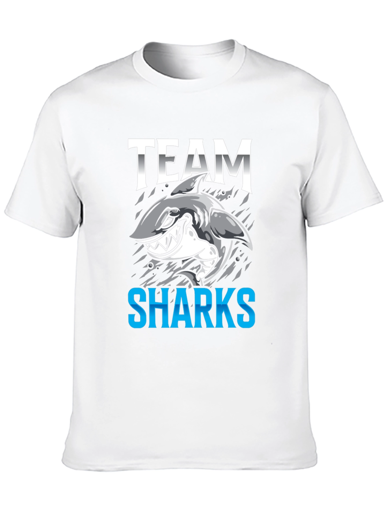Black Team Sharks Graphic T-Shirt - Black Cotton Tee view 10