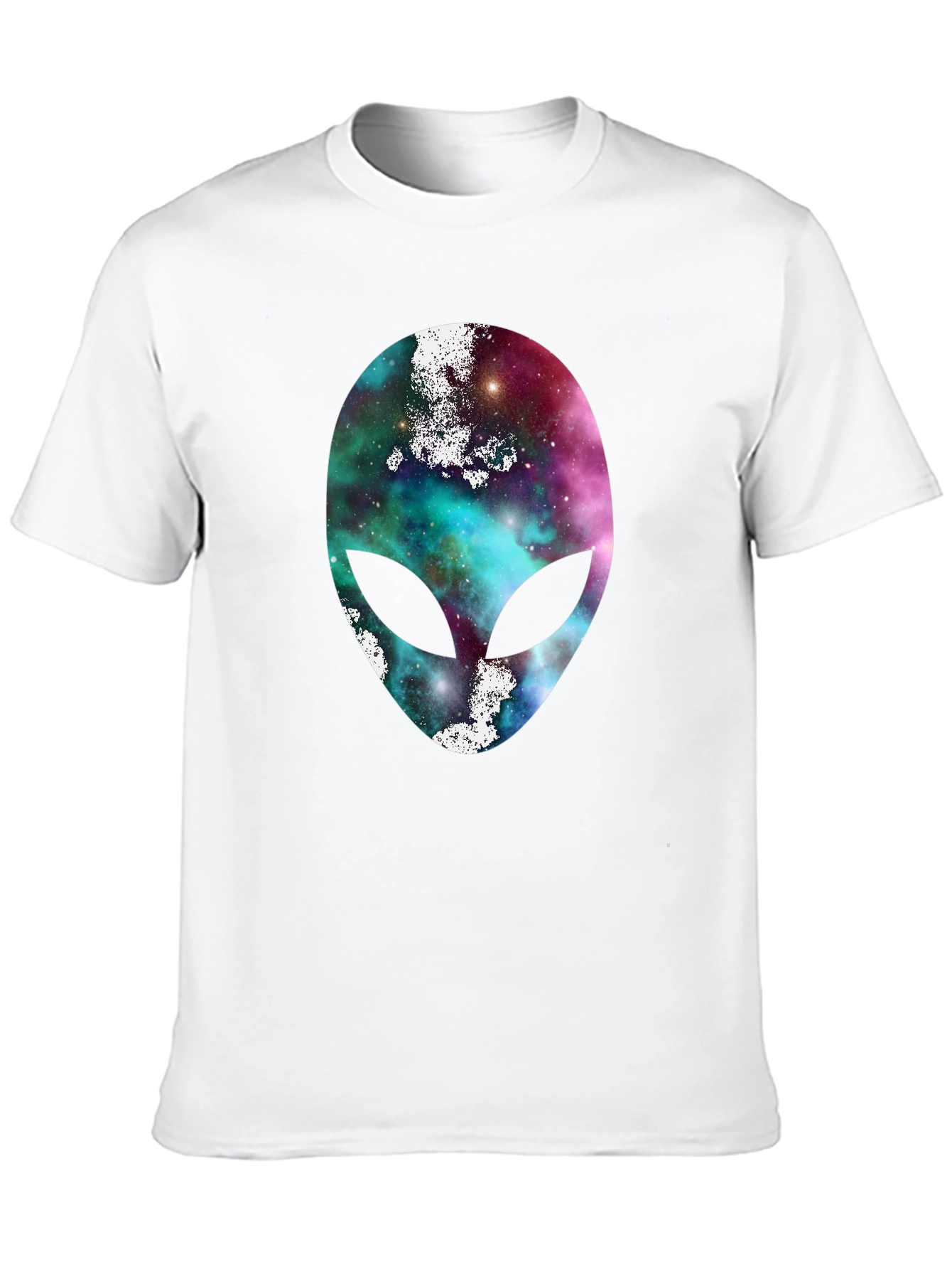 Black Galaxy Alien Head Graphic Tee - Black Cotton T-Shirt view 10