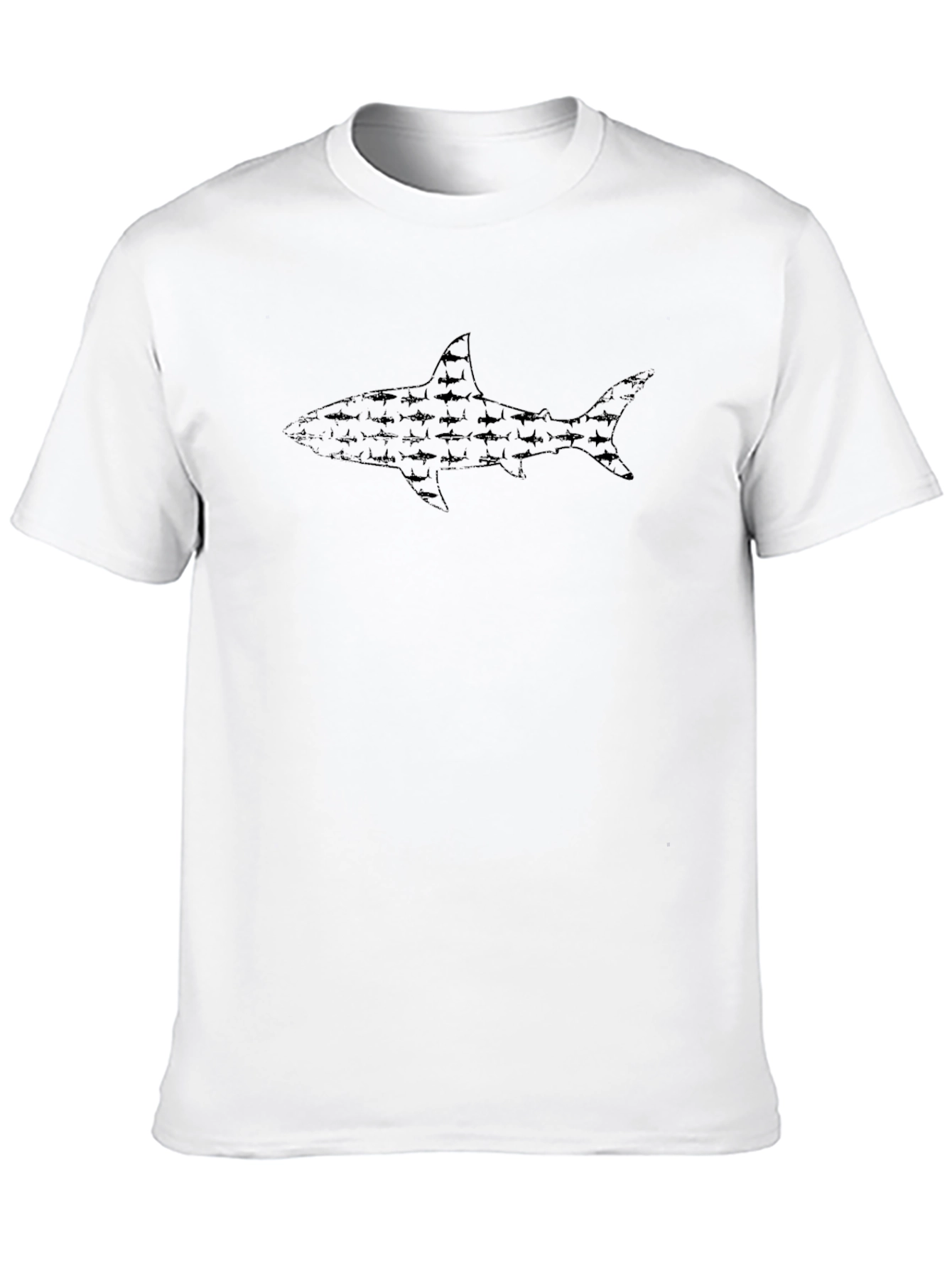 Black Shark Silhouette Graphic Tee - Cool Men's Black T-Shirt view 10