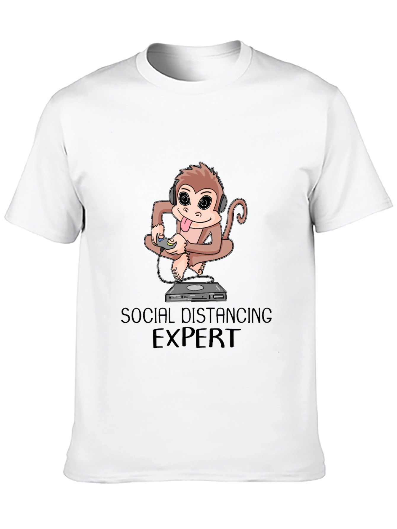 Black Social Distancing Expert Monkey Graphic Tee view 10