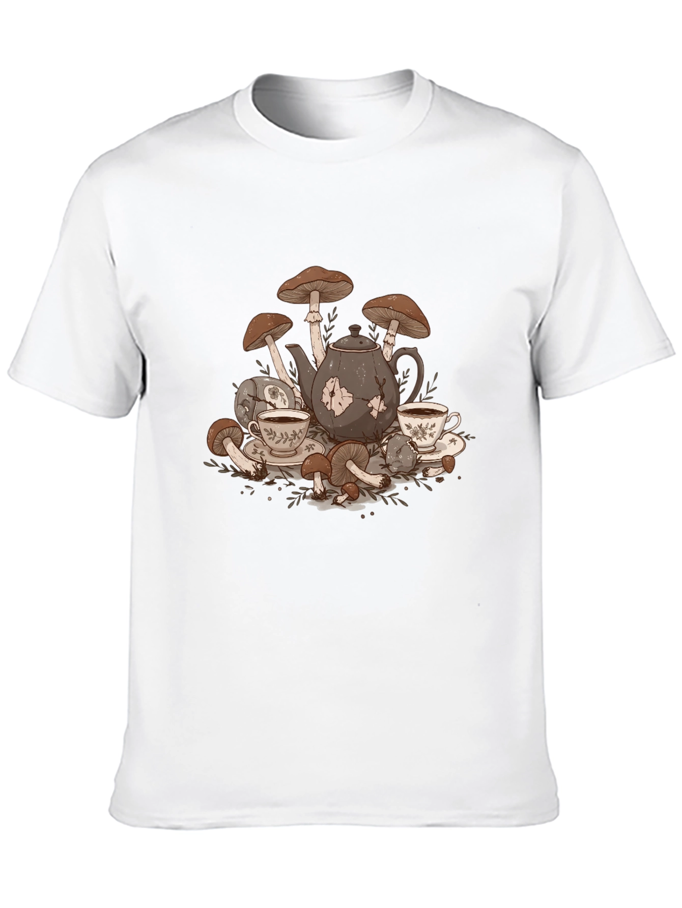 Black Mushroom Tea Party Graphic T-Shirt view 10