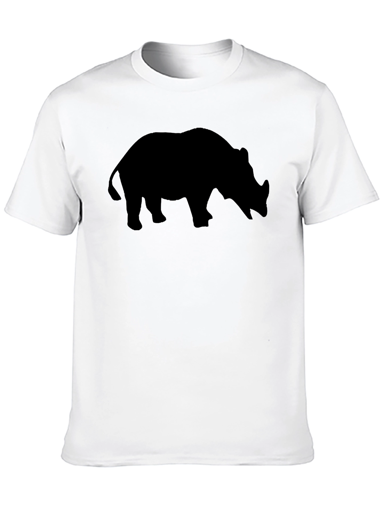 Black Rhino Silhouette T-Shirt - Black Cotton Tee view 10