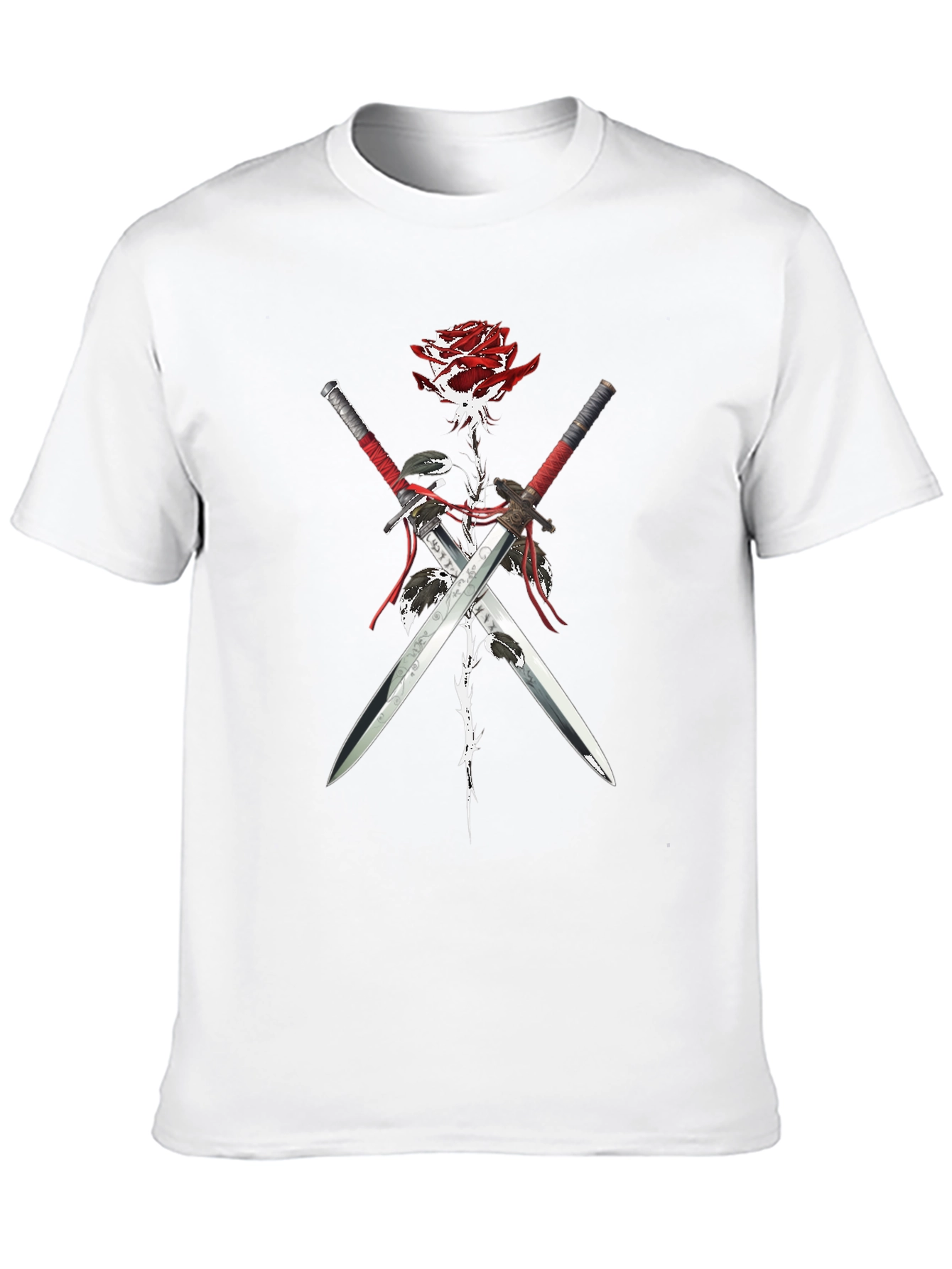 Black Rose and Swords Graphic Tee - Edgy Streetwear view 10