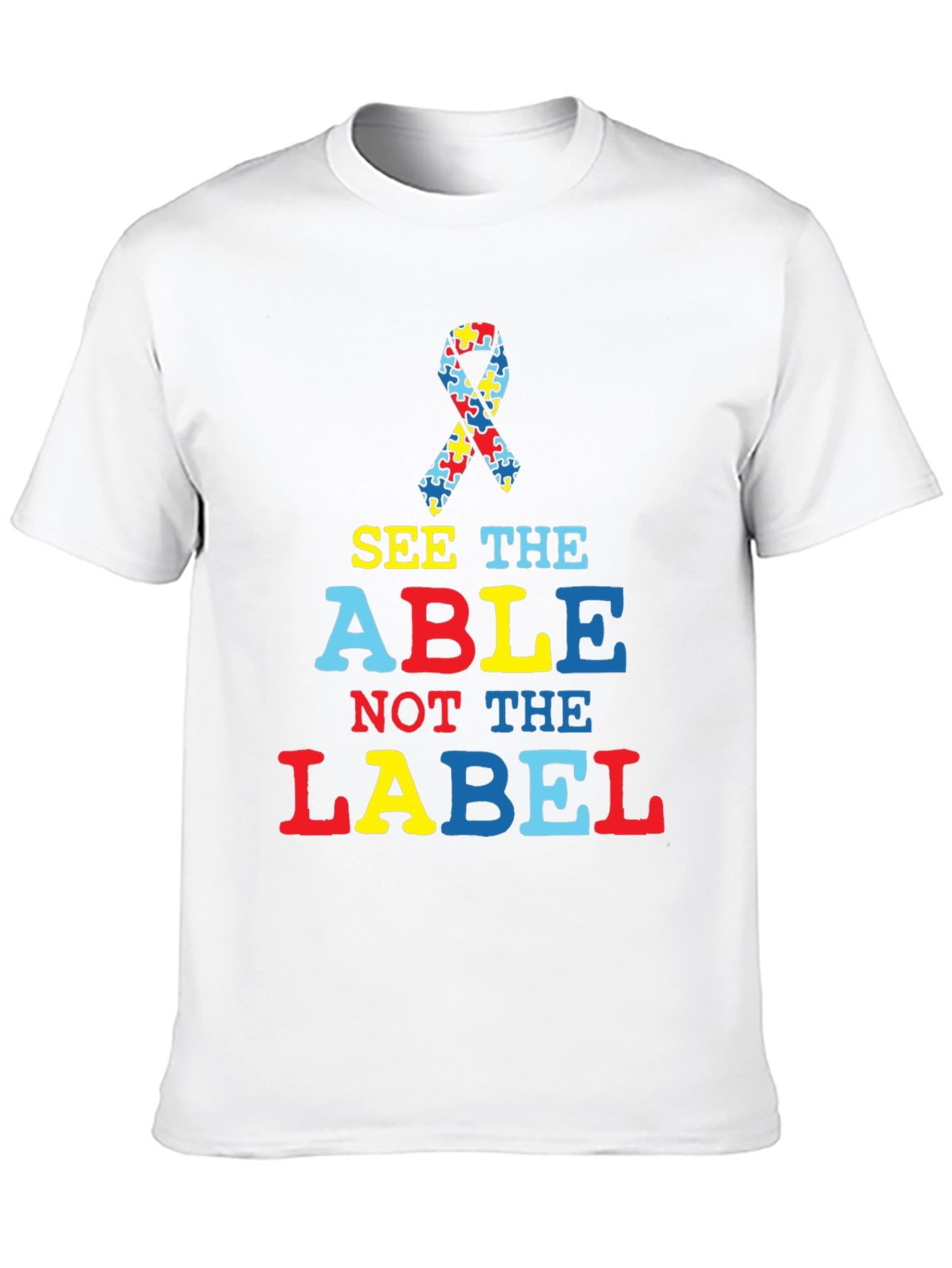 Black Autism Awareness T-Shirt - See the Able view 10
