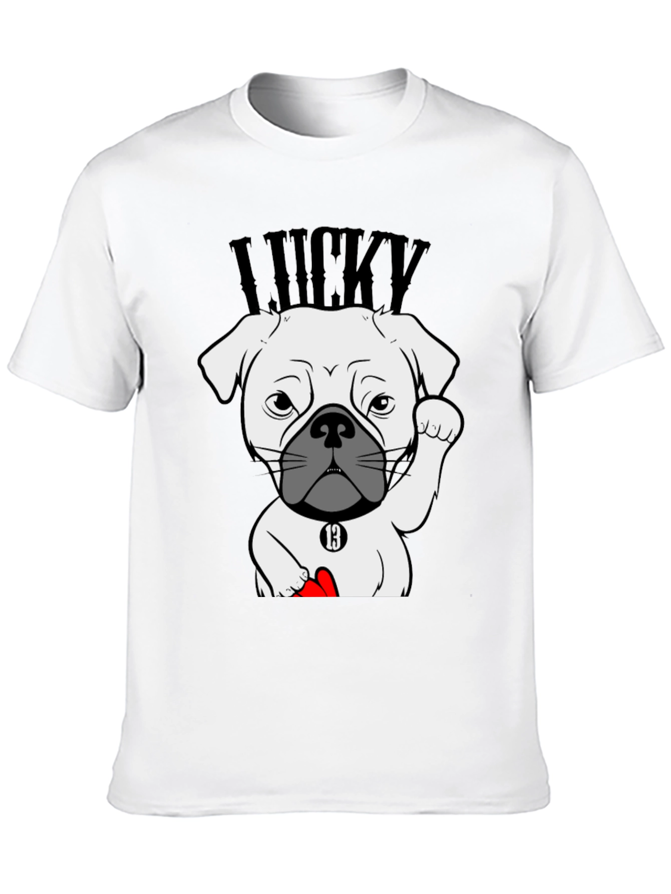 Black Lucky Dog Graphic Tee - Black Cotton T-Shirt view 10