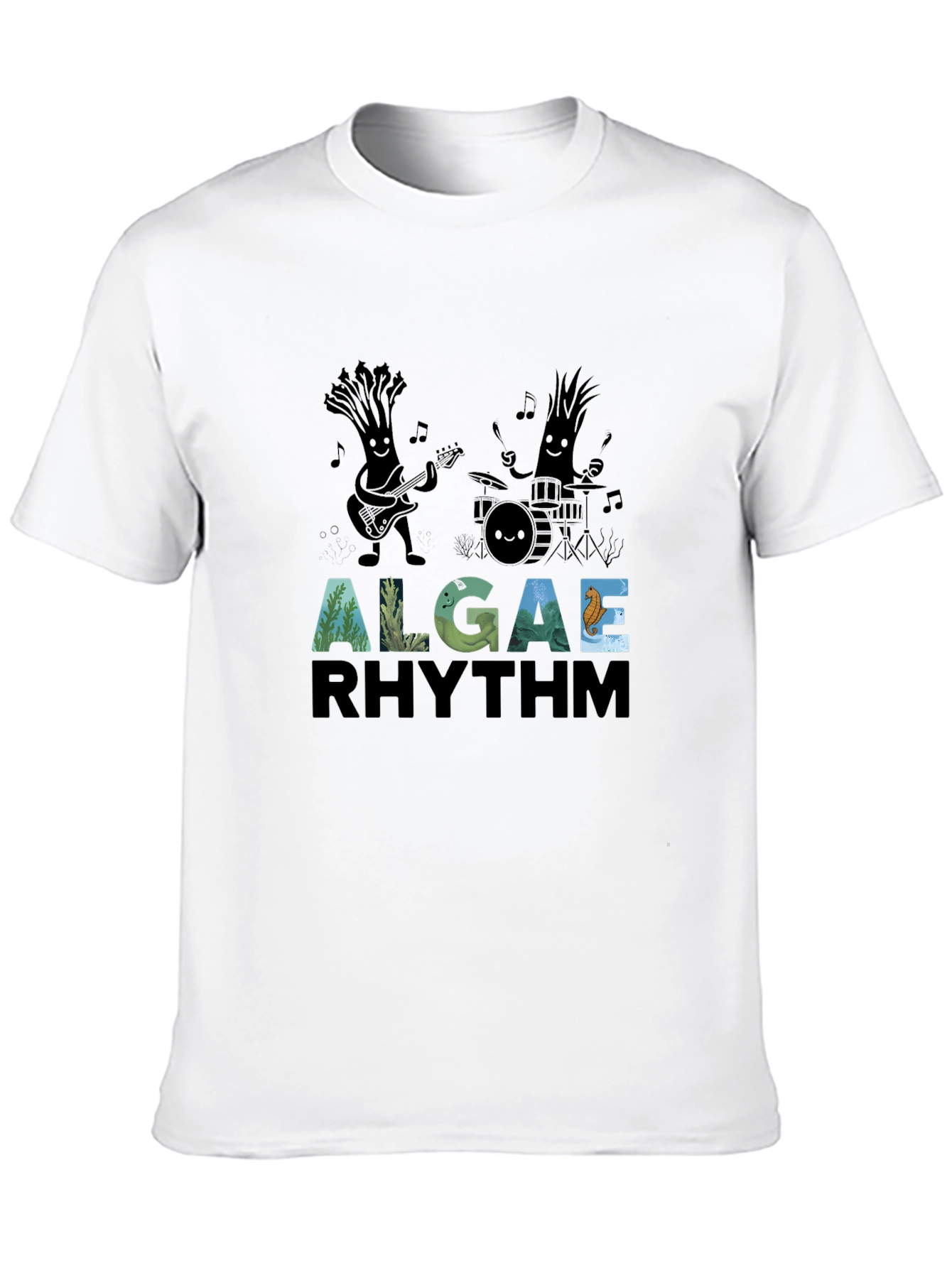 Black Algae Rhythm Black Graphic T-Shirt view 10