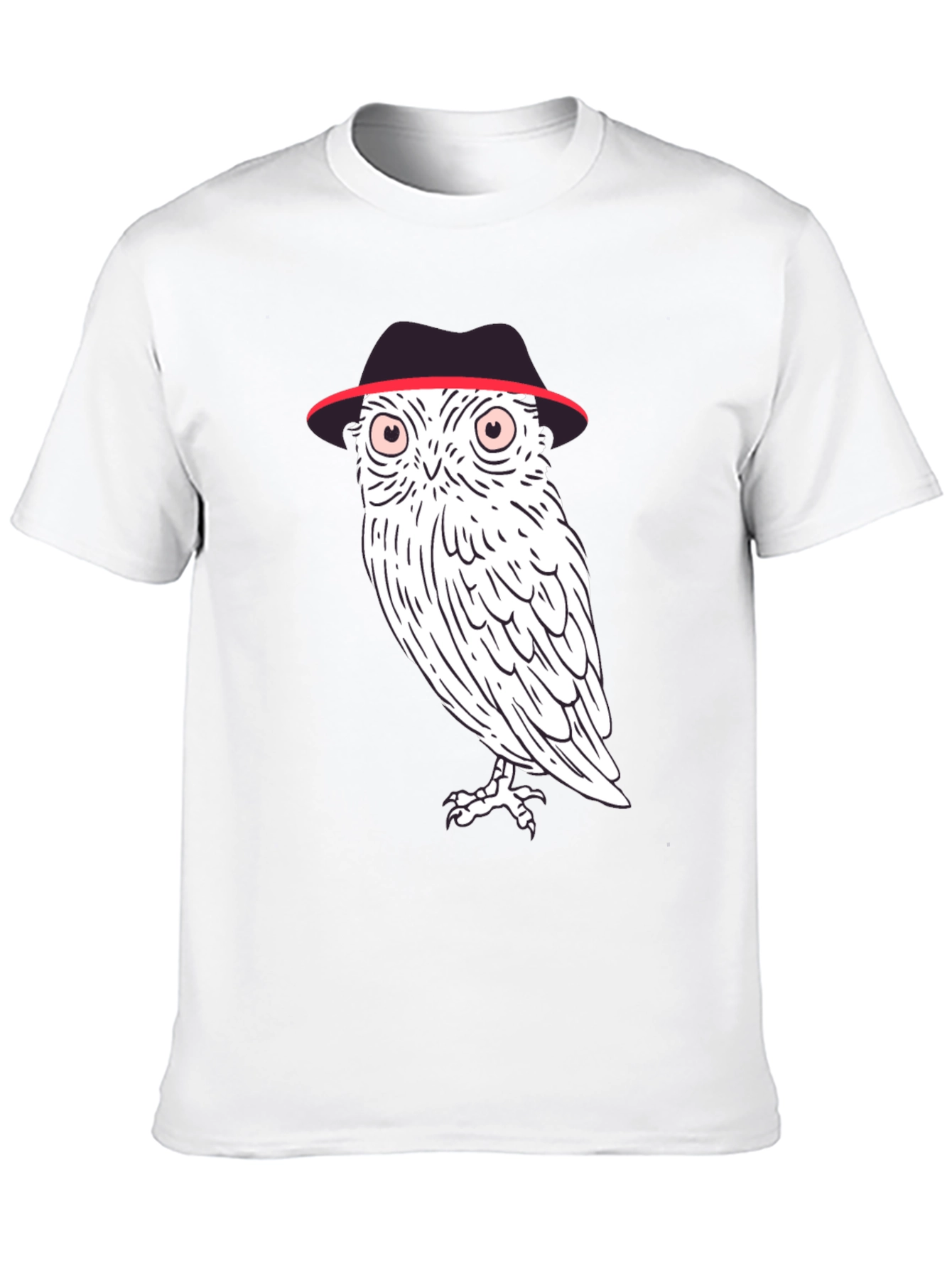 Black Owl in Fedora Graphic Tee - Stylish Men's Black T-Shirt view 10
