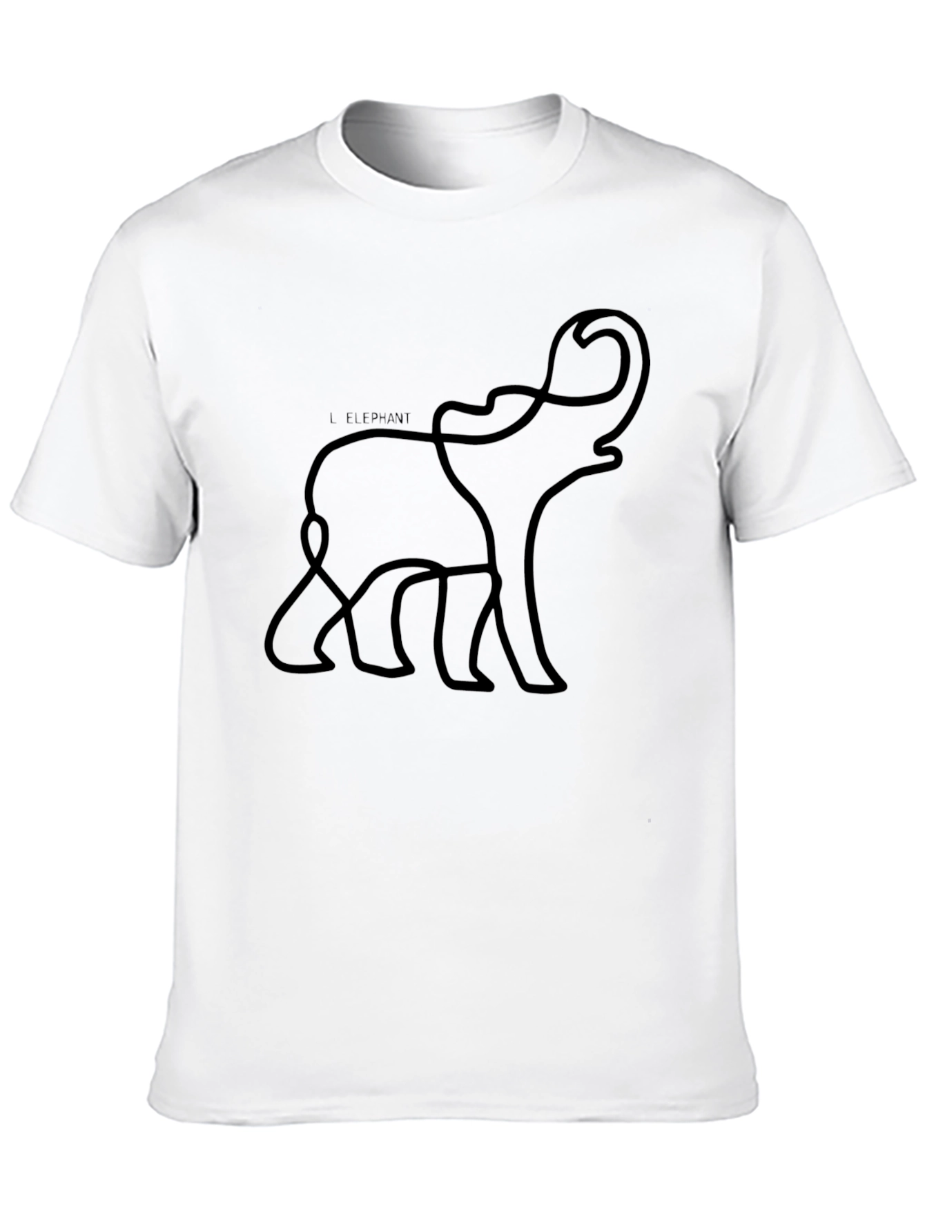 Black Elephant Line Art Black T-Shirt view 10