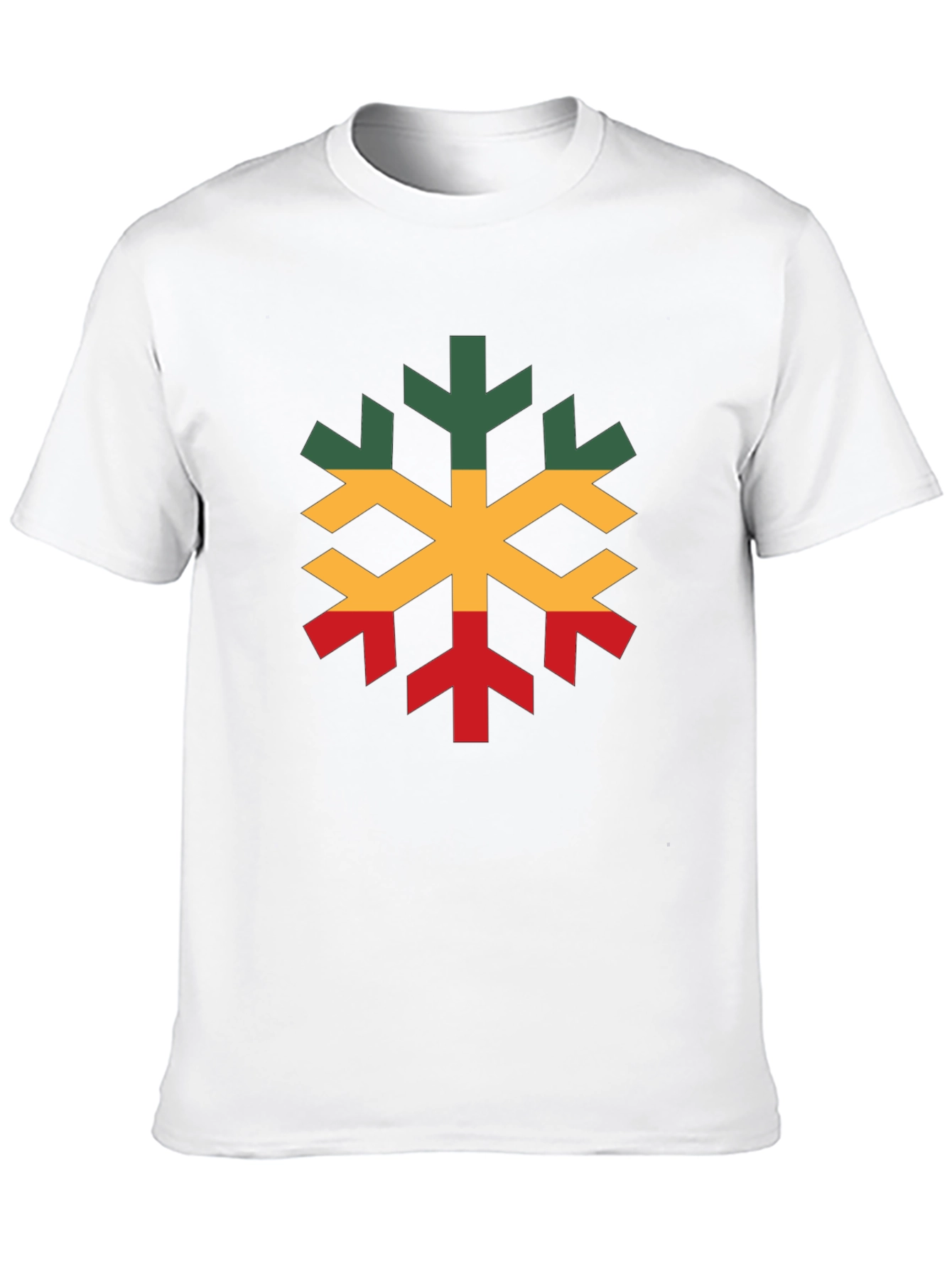 Black Rasta Snowflake Graphic T-Shirt - Cotton Blend, Short Sleeve view 10