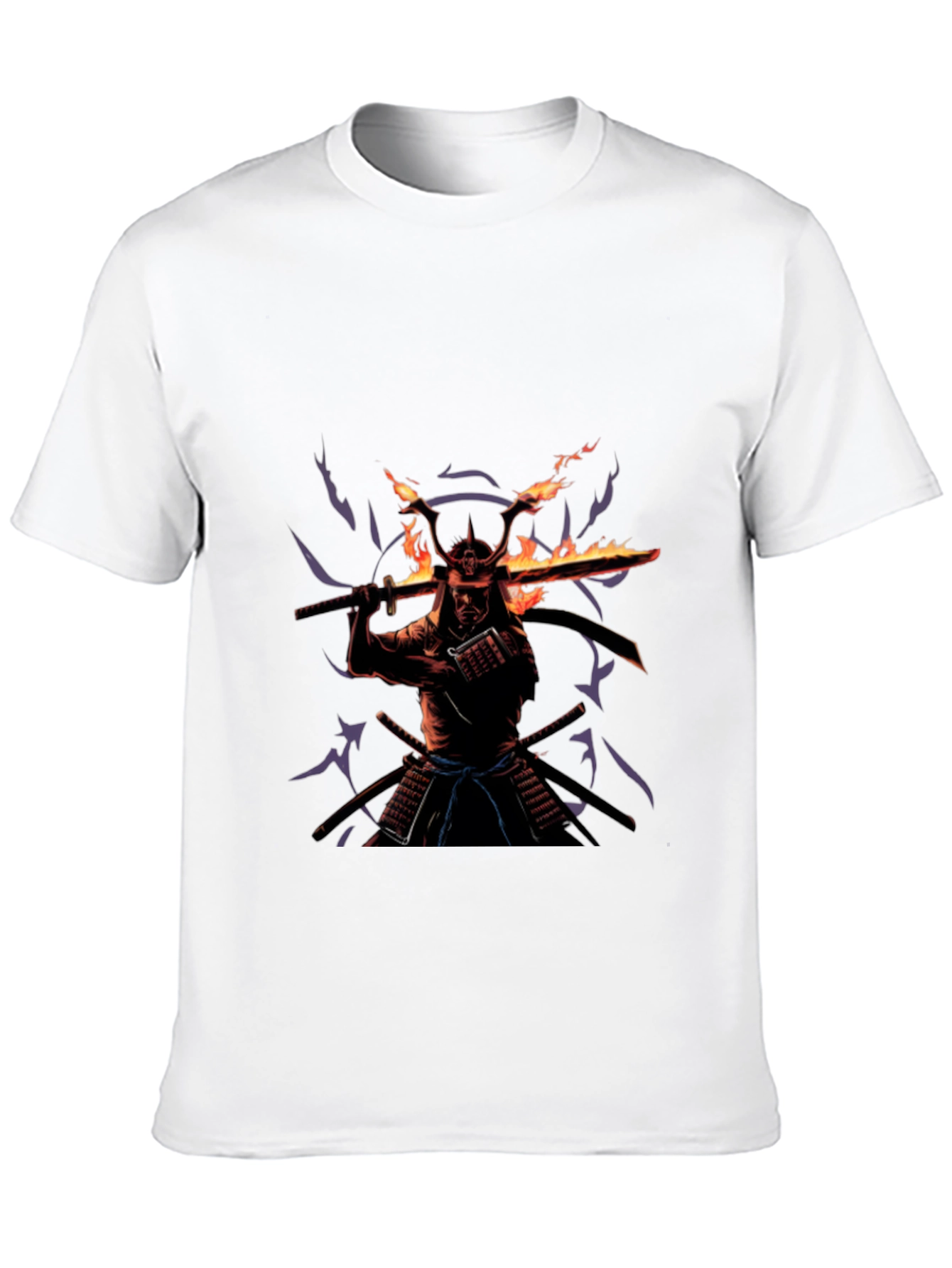 Black Samurai Fire Sword Graphic Tee - Black Cotton view 10
