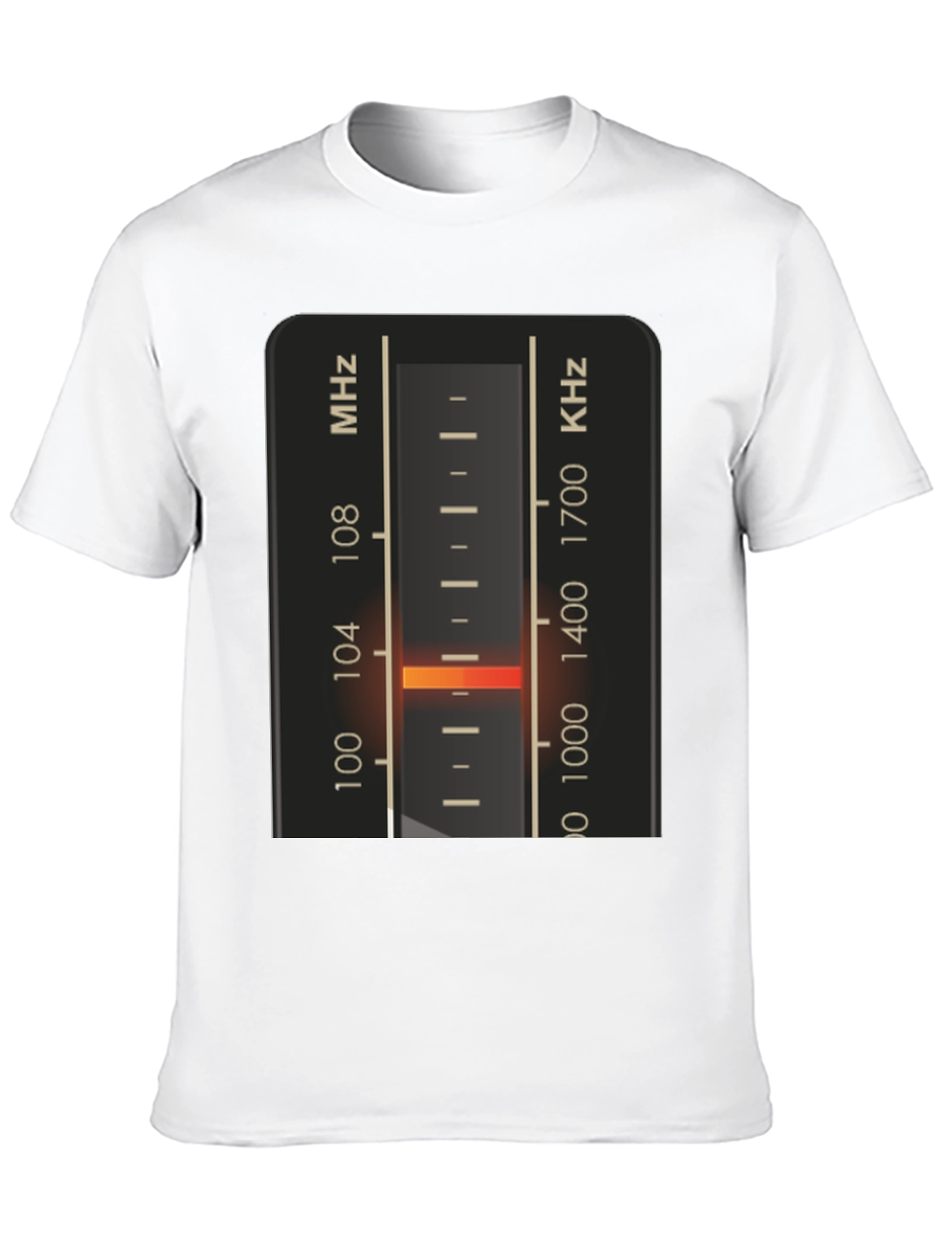 Black T-Shirt with Vintage Radio Tuning Dial Design view 10