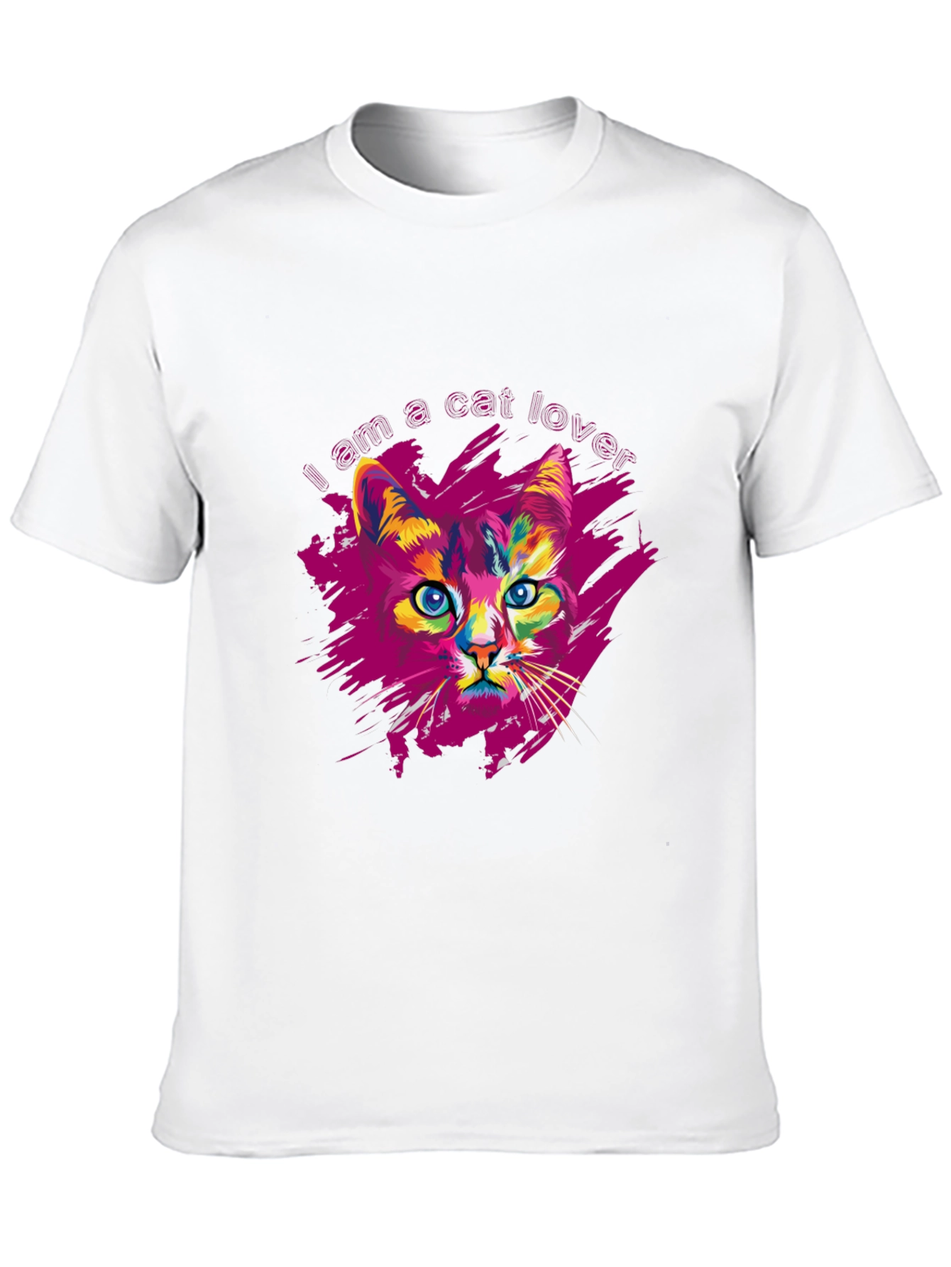 Black Vibrant Cat Lover Graphic Print Black T-Shirt view 10