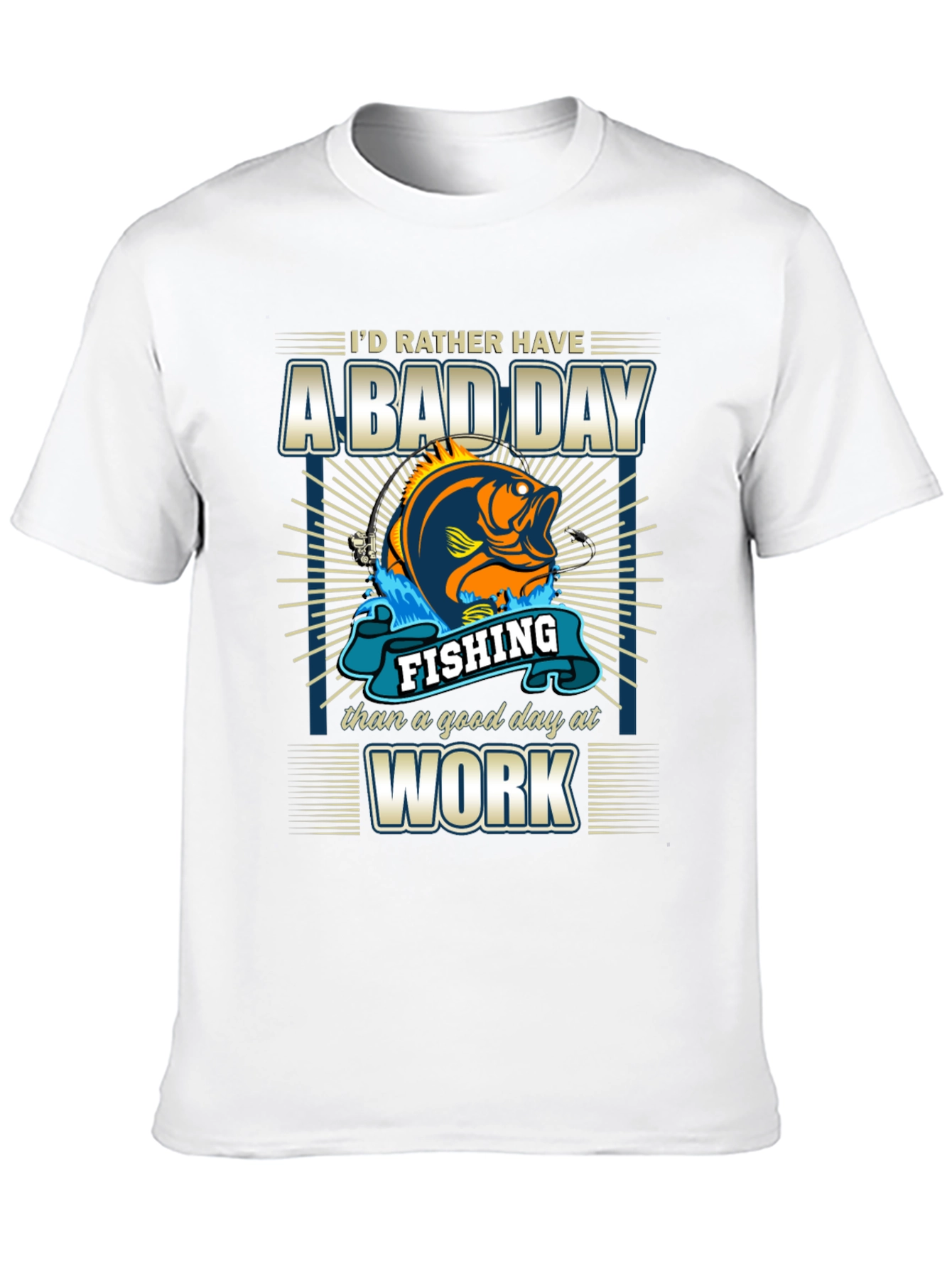 Black Fishing Bad Day Work Men's T-Shirt view 10