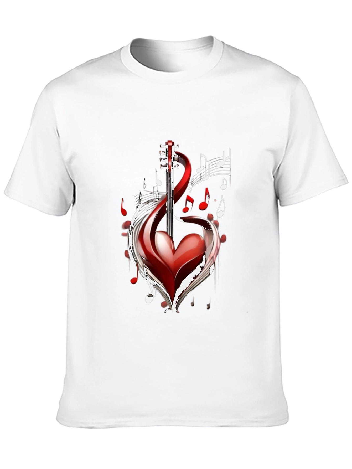 Black Musical Heart Guitar Black T-Shirt view 10