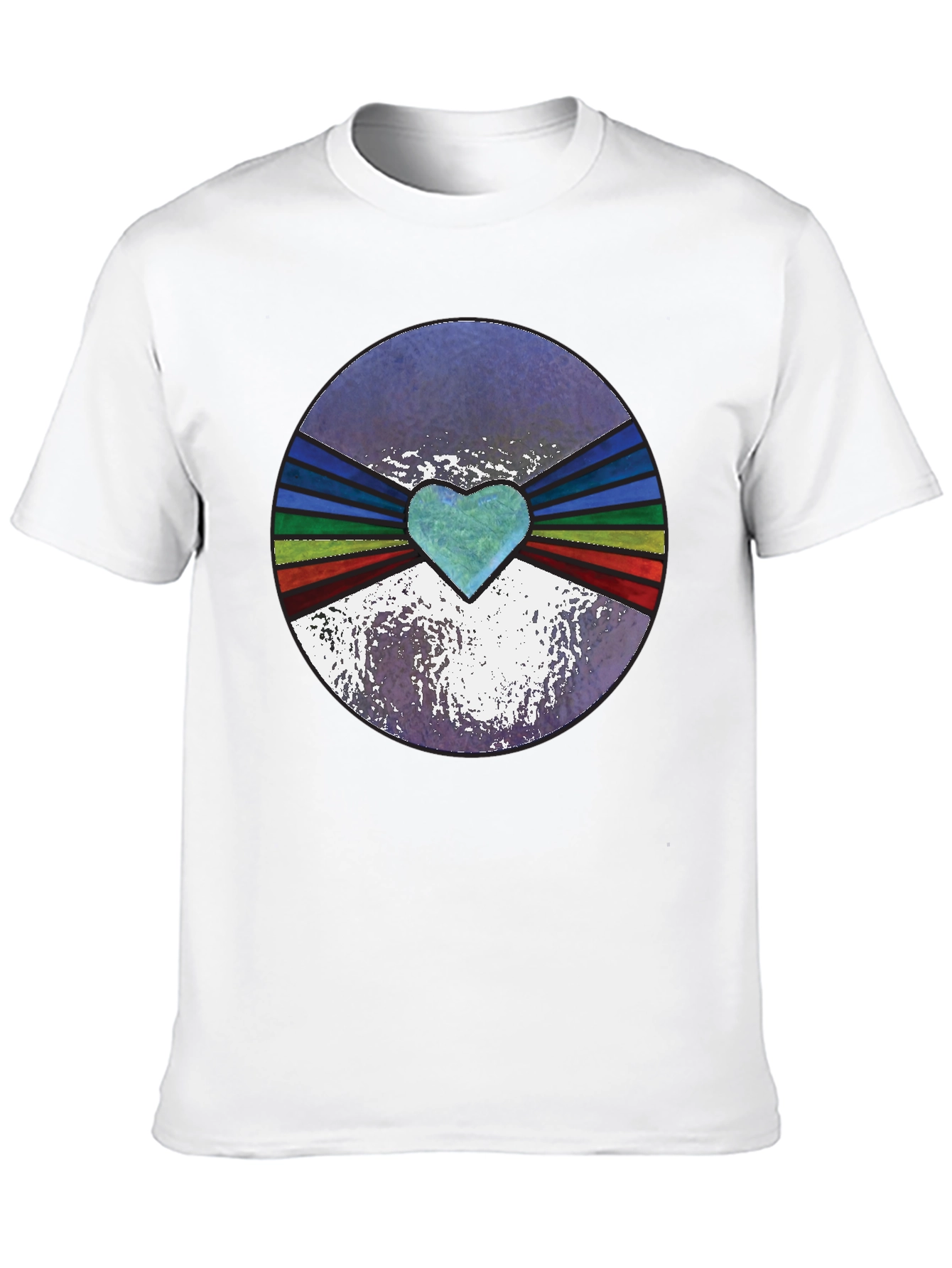 Black Retro Heartburst Graphic Tee - Black Cotton Blend view 10