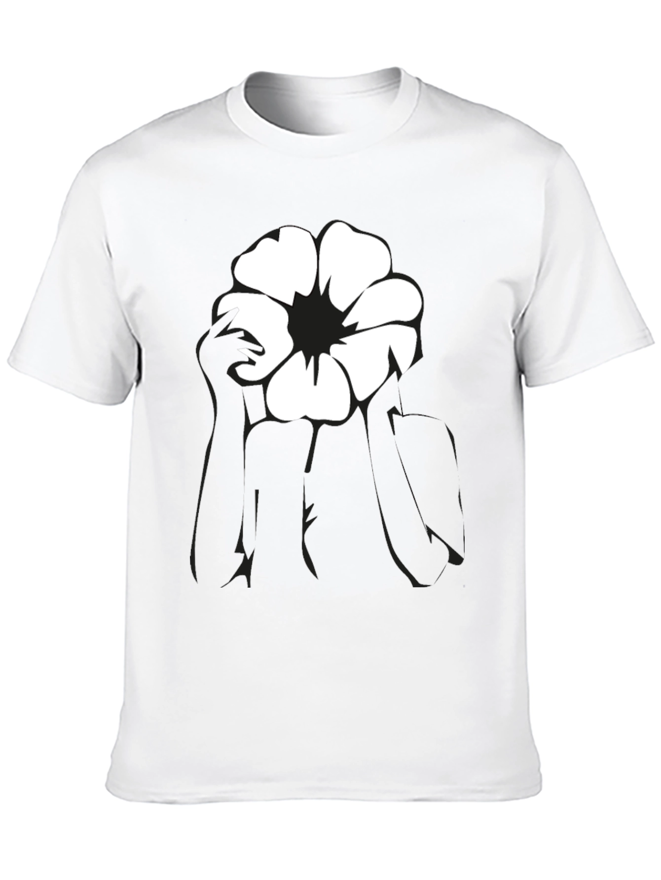 Black Black T-Shirt with Flower Graphic view 10