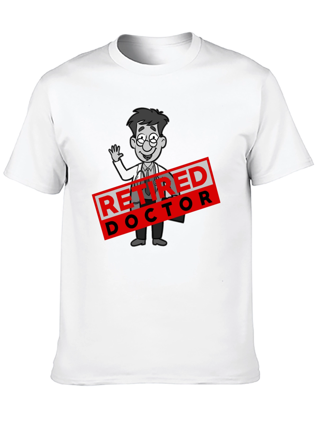 Black Retired Doctor Cartoon Graphic T-Shirt view 10