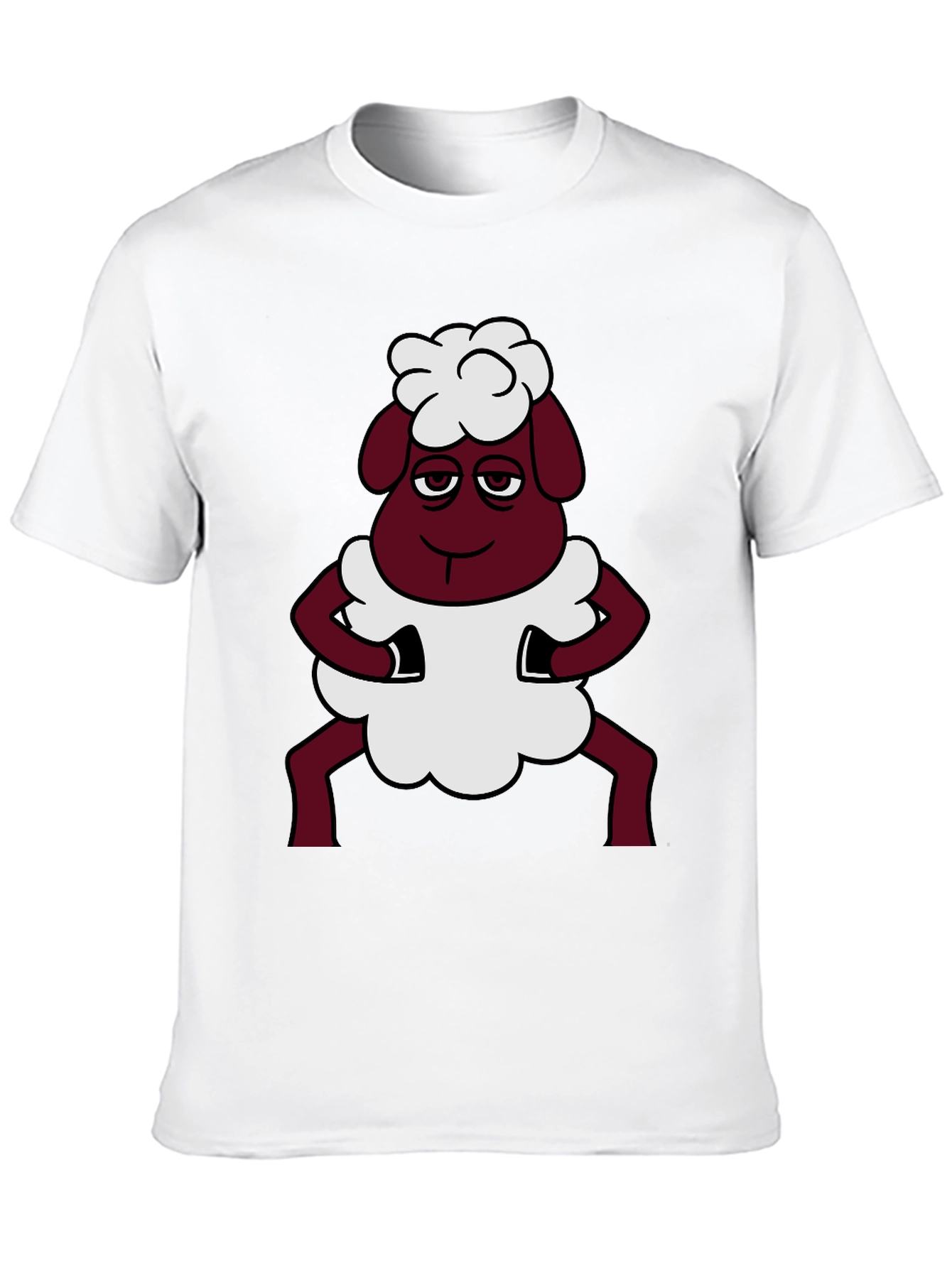 Black Funny Sheep Cartoon Graphic Black T-Shirt view 10