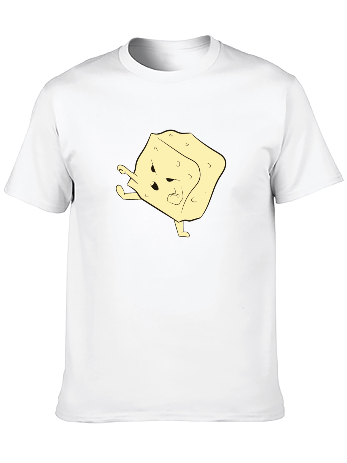 Black Funny Cartoon Tofu T-Shirt - Black view 10