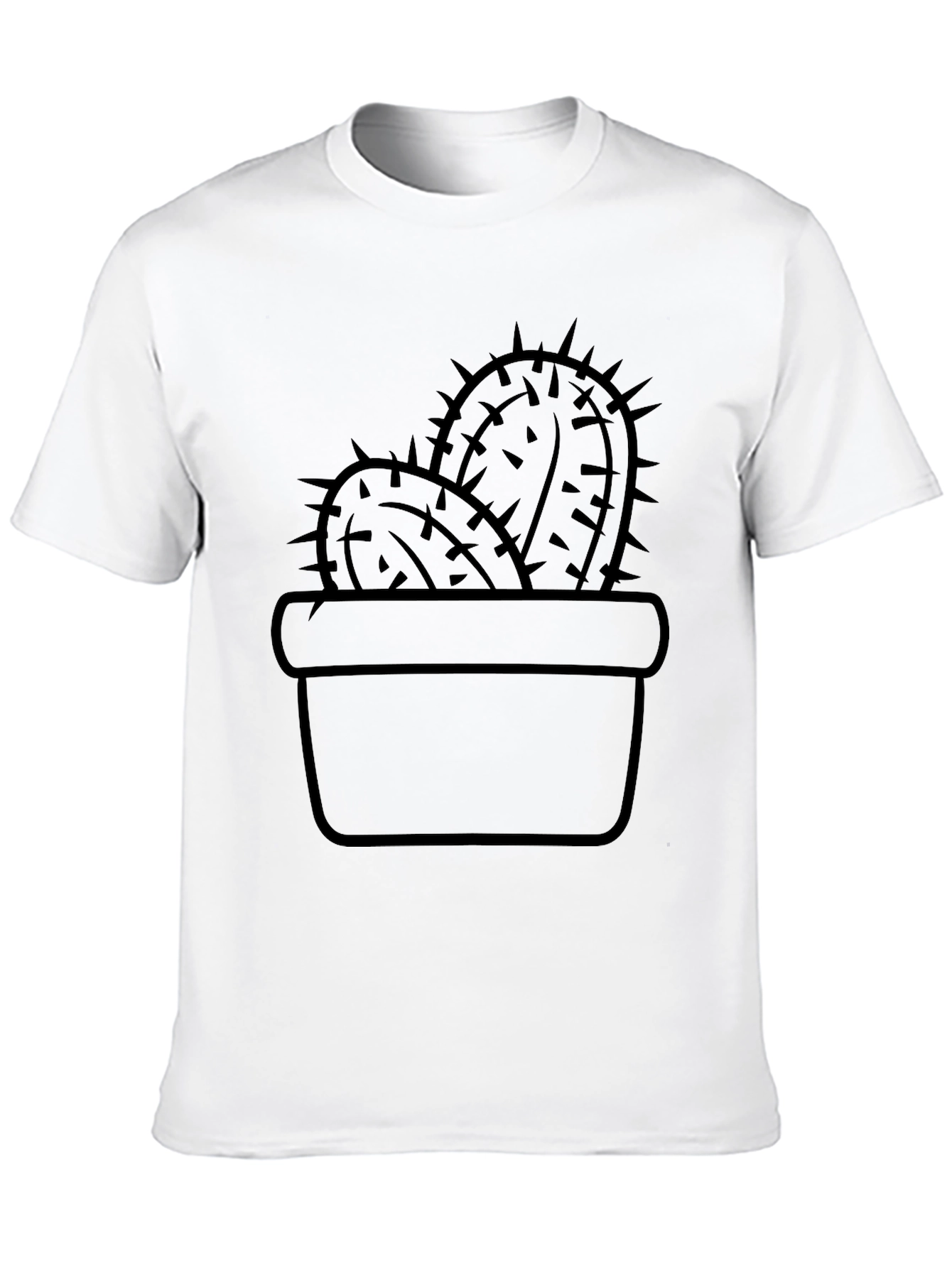Black Cactus in Pot Graphic Tee - Black Cotton T-Shirt view 10