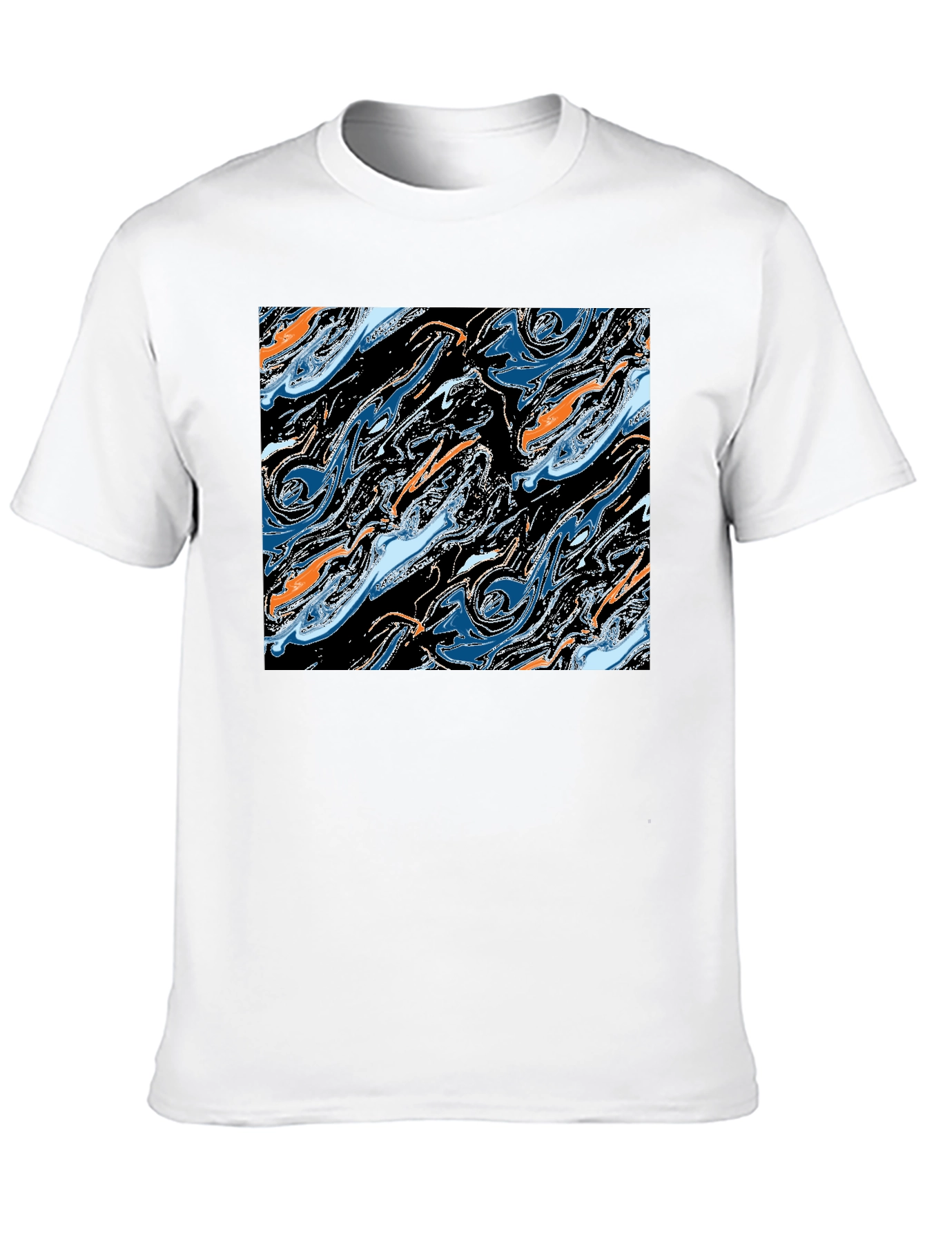 Black Abstract Swirl Graphic Tee - Modern Art T-Shirt view 10