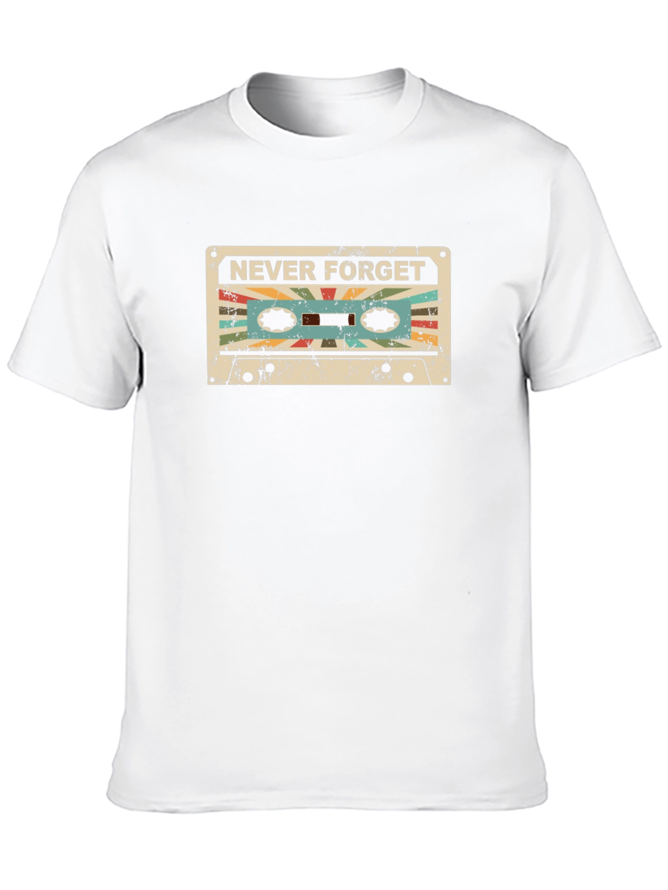 Black Retro Cassette Tape 'Never Forget' Graphic T-Shirt view 10