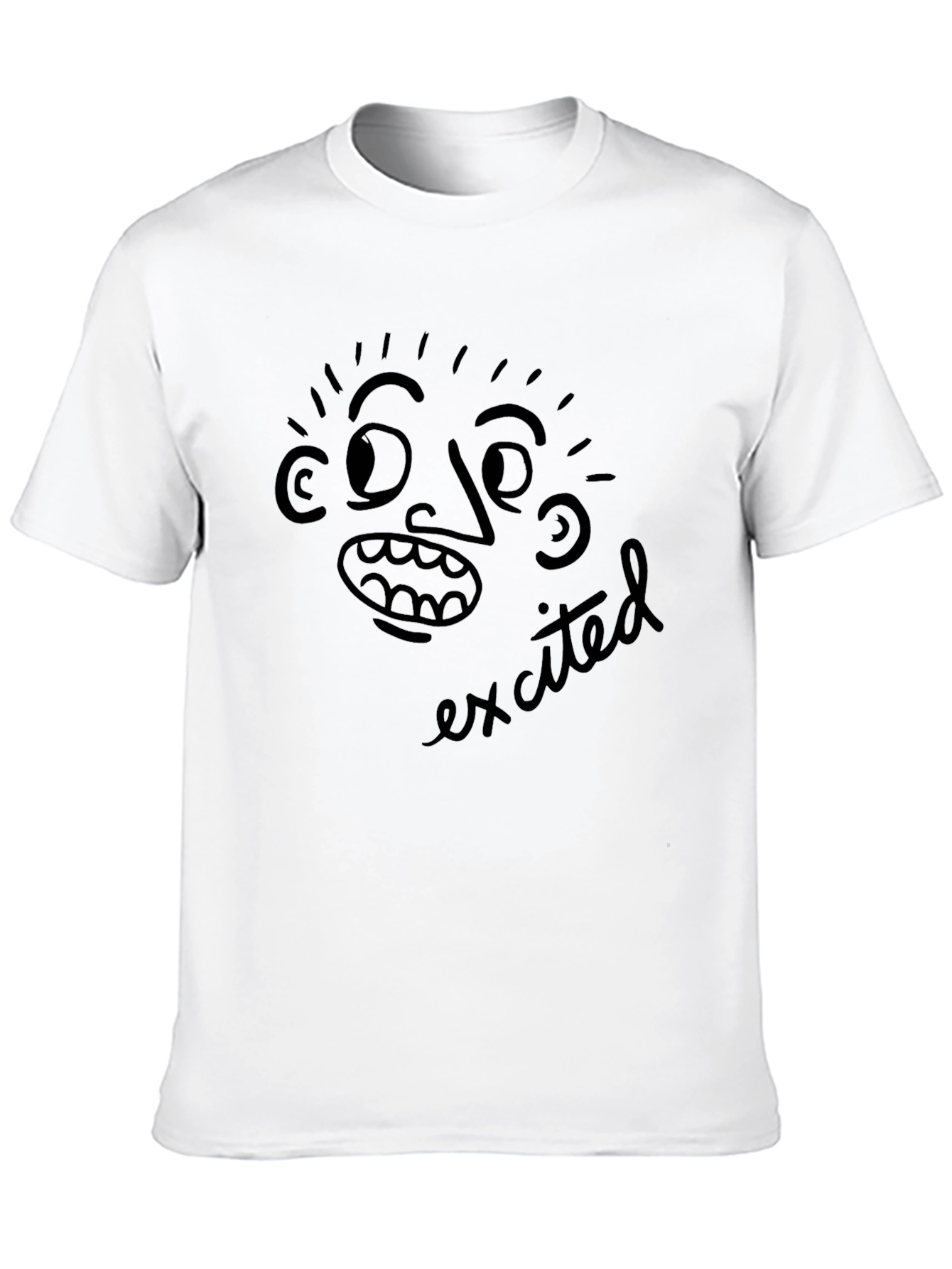 Black Excited Face Graphic Tee - Black Unisex T-Shirt view 10