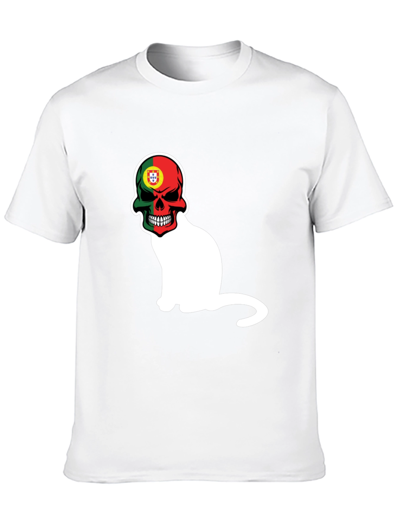 Black Portugal Skull Cat Graphic Tee - Men's Black T-Shirt view 10