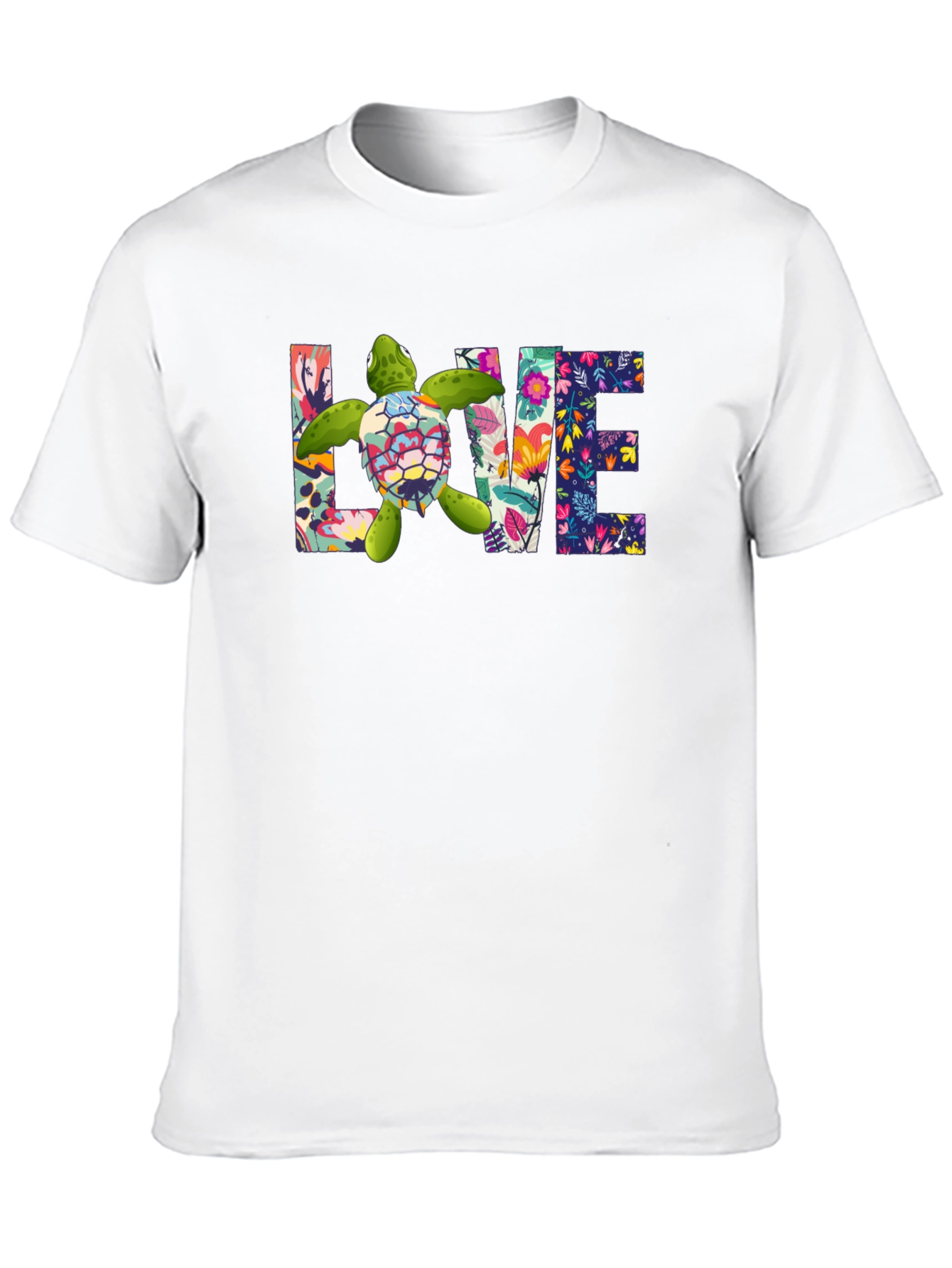 Black Floral Sea Turtle Love T-Shirt view 10