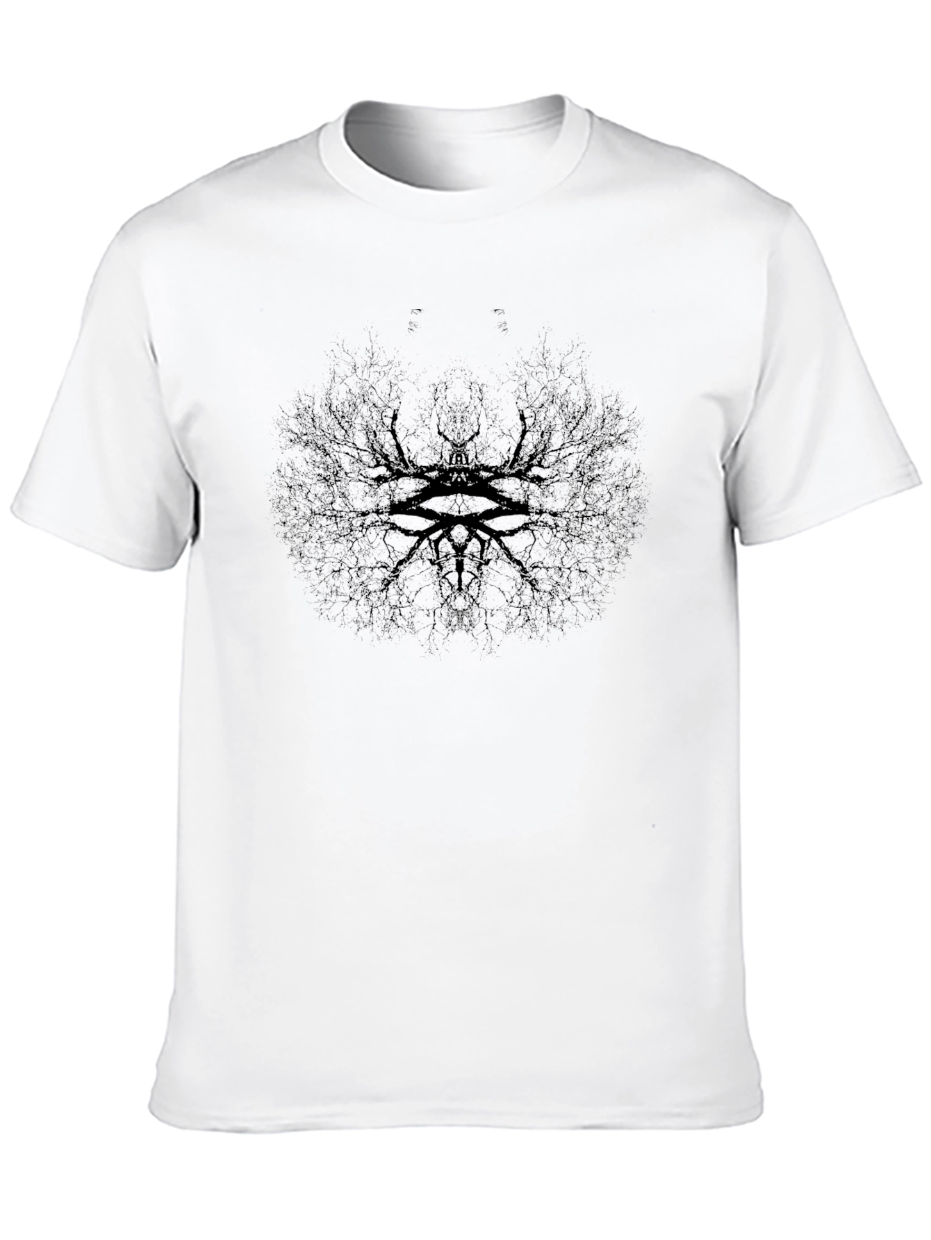 Black Men's Black Graphic Tee - Abstract Eye Tree Design view 10