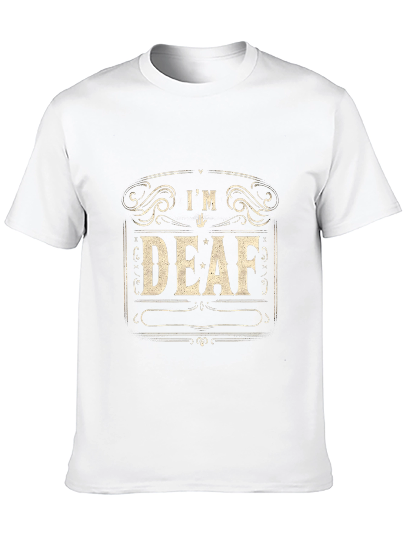 Black I'm Deaf T-Shirt - Black Crew Neck Tee view 10