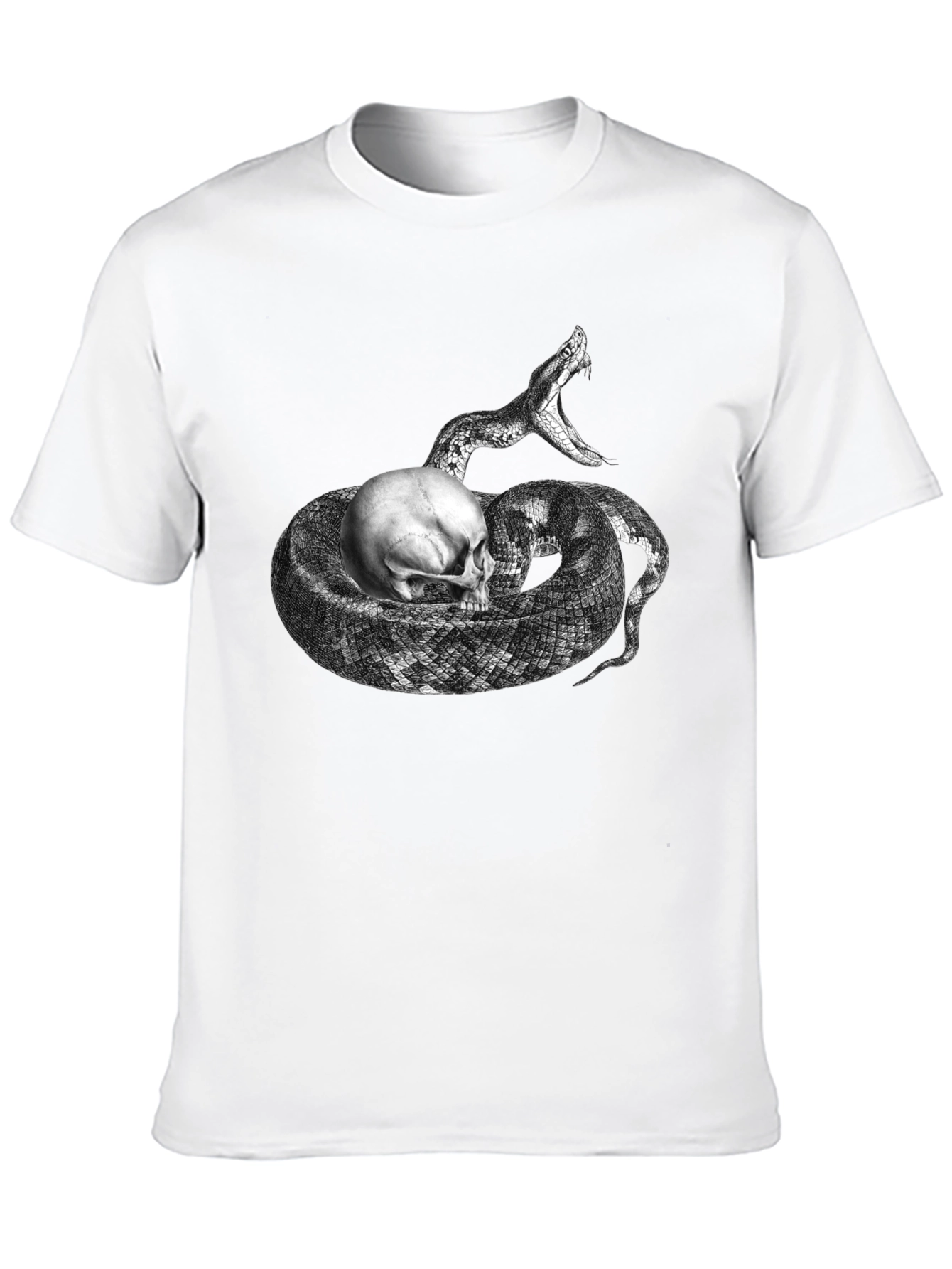 Black Skull & Snake Graphic Tee - Black Cotton T-Shirt view 10