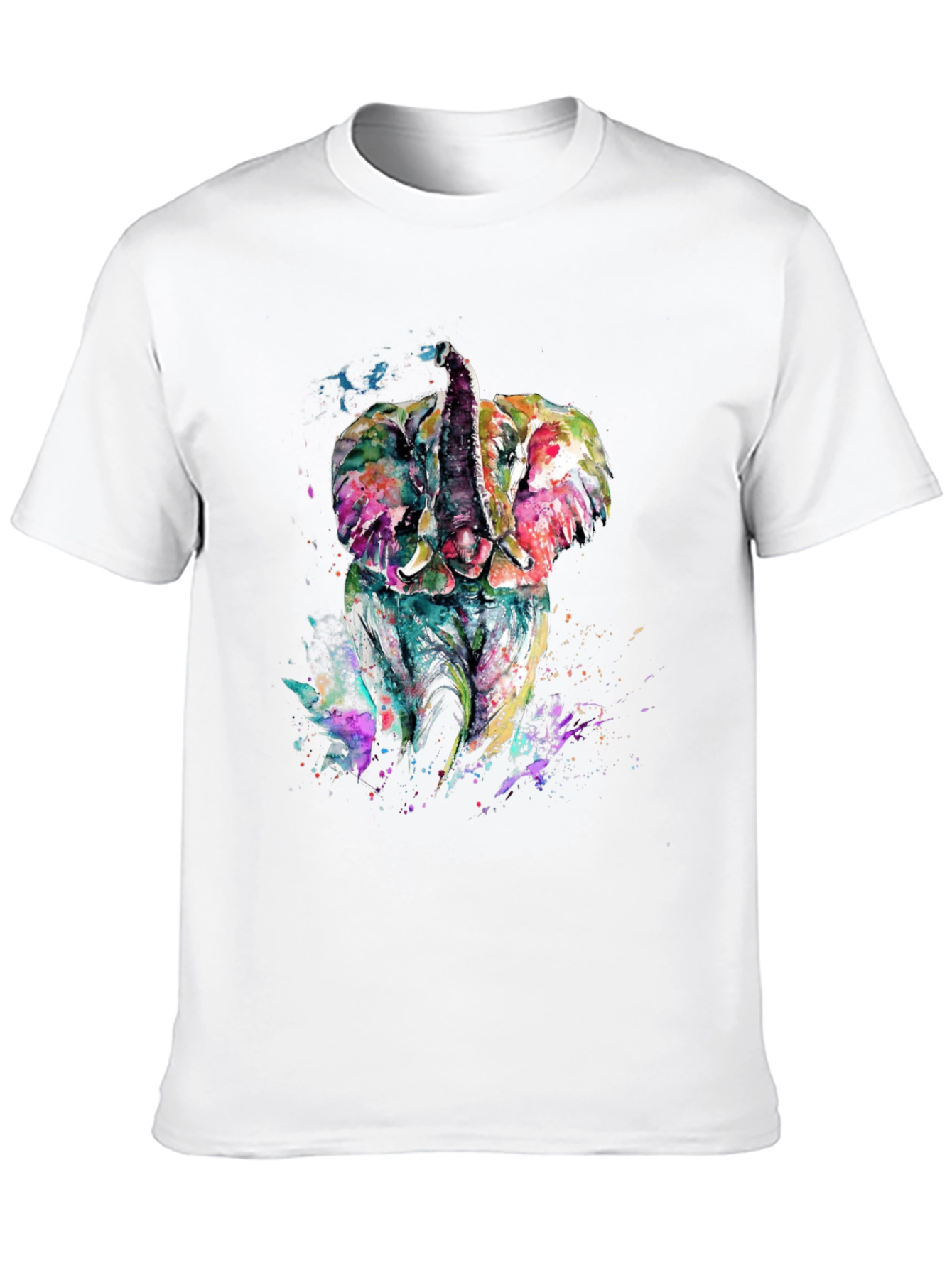 Black Elephant Watercolor Graphic Tee - Men's Black T-Shirt view 10