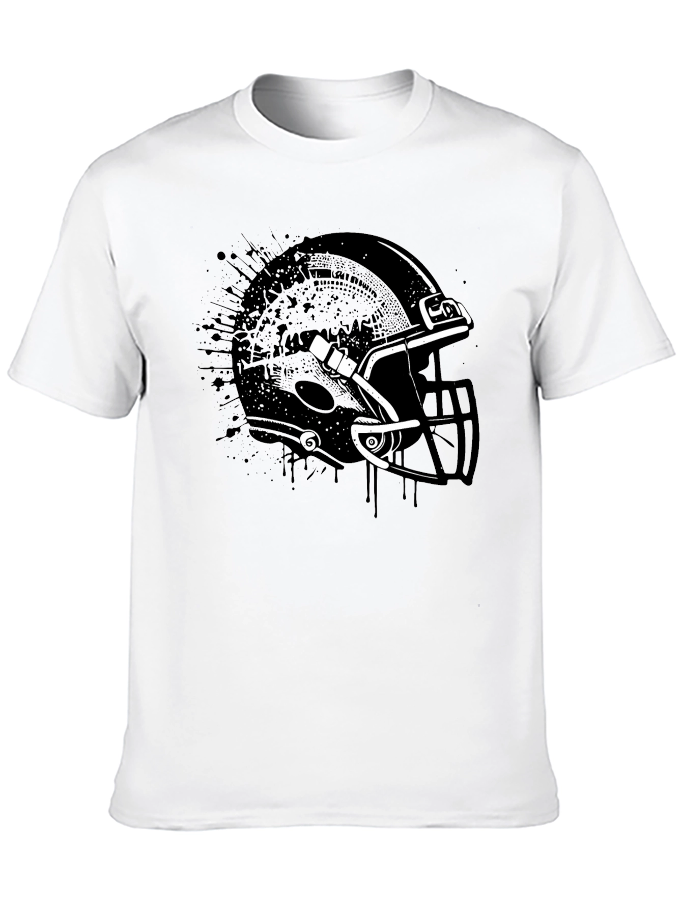 Black Football Helmet Graphic Tee - Black Cotton T-Shirt view 10