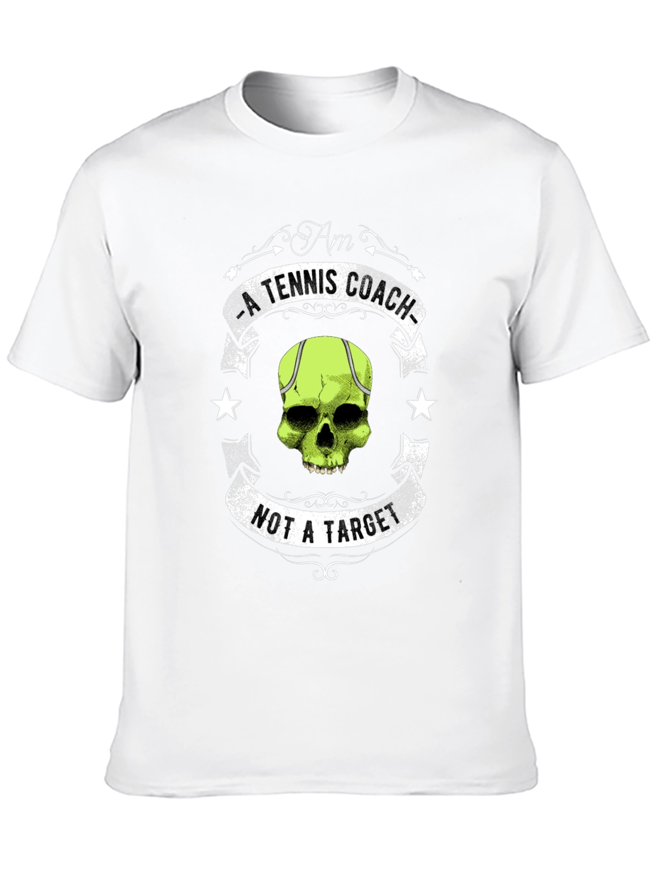 Black Tennis Coach Skull Graphic T-Shirt - Unique Design view 10