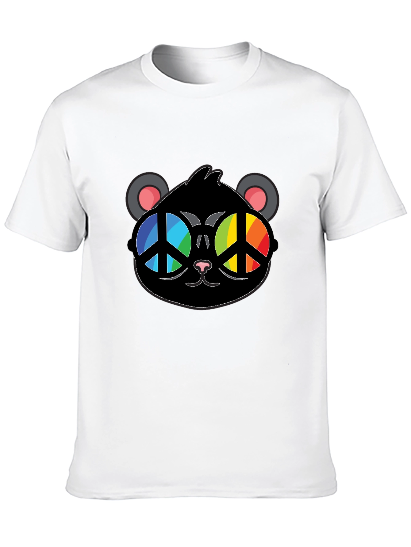 Black Cool Cat Peace Sign Glasses T-Shirt view 10