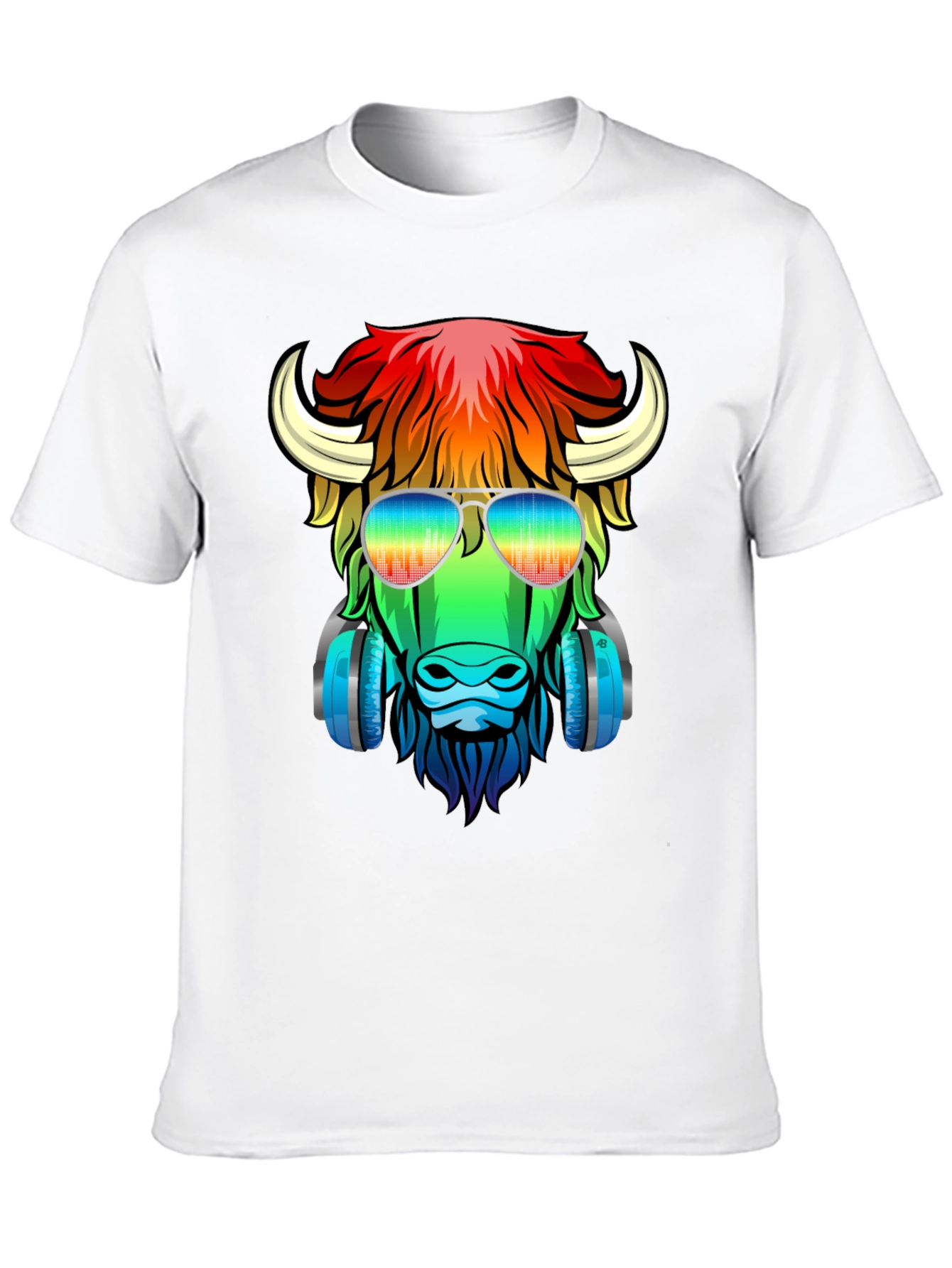 Black Cool Buffalo Graphic Tee - Colorful Animal Design view 10
