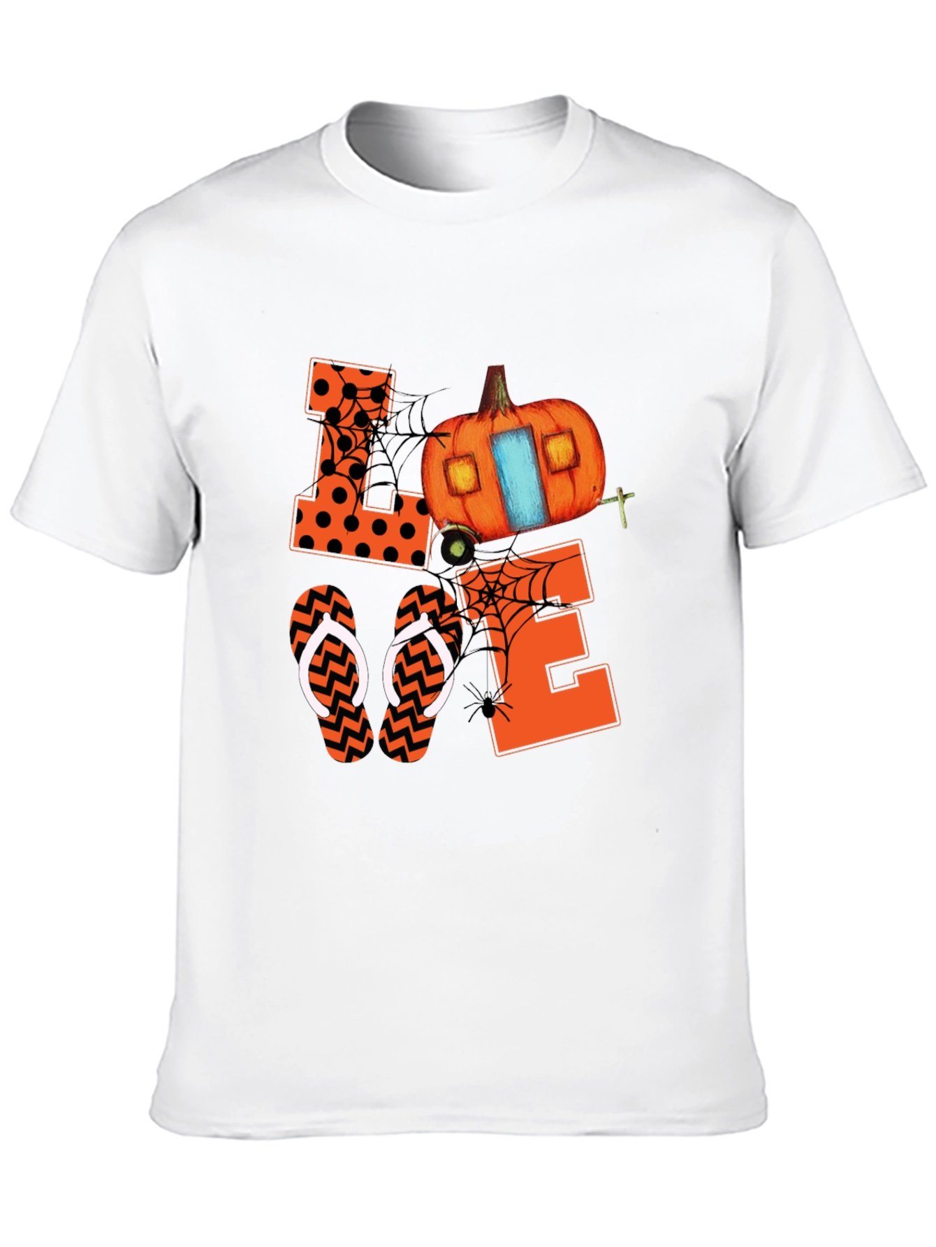 Black Halloween Love Pumpkin Camper T-Shirt view 10