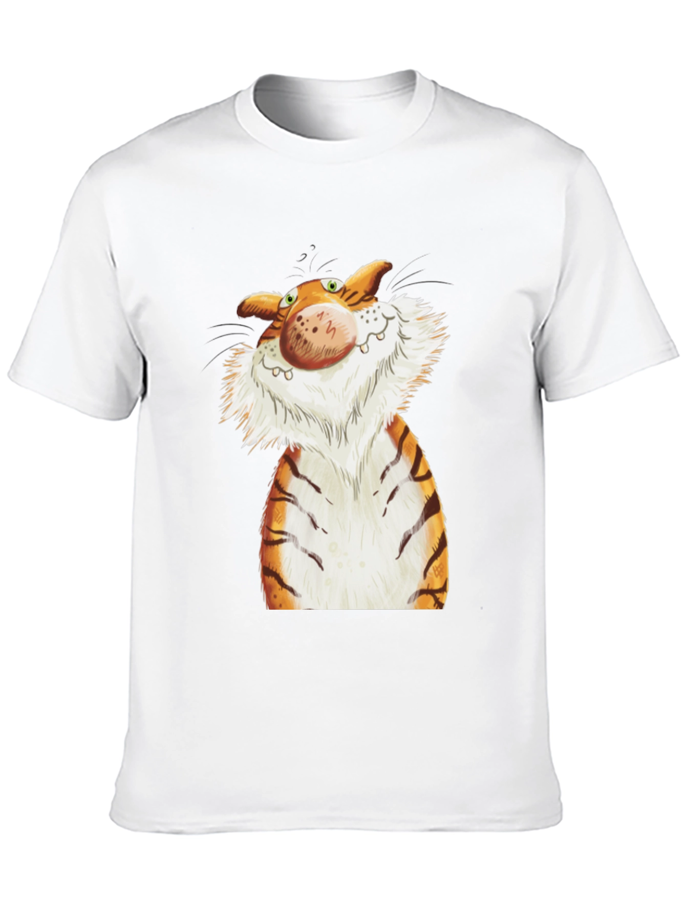 Black Cartoon Tiger Graphic Tee - Black Cotton T-Shirt view 10